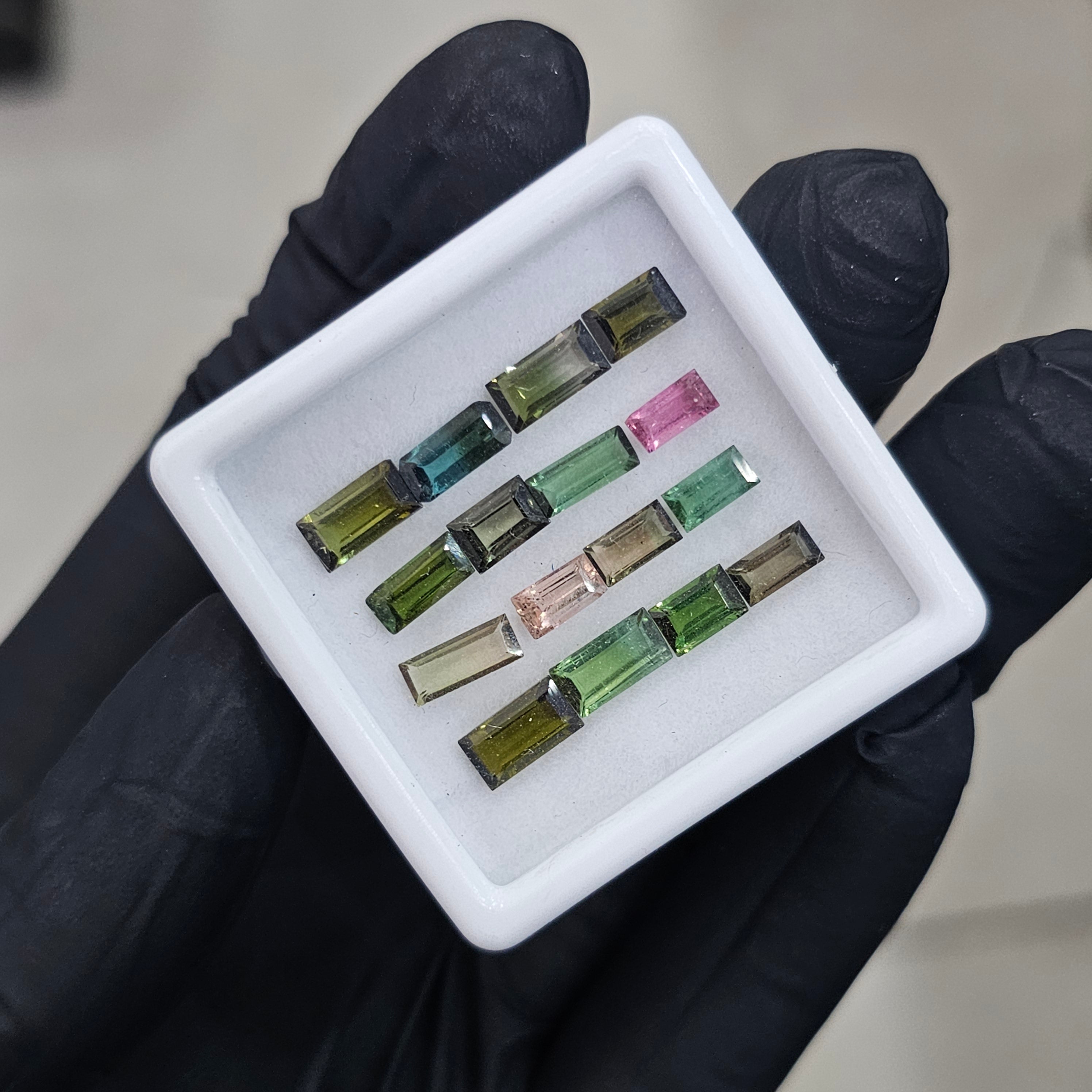 16 Pcs Of Natural Tourmaline Faceted | Shape: Baguette | Size: 6-8mm - The LabradoriteKing