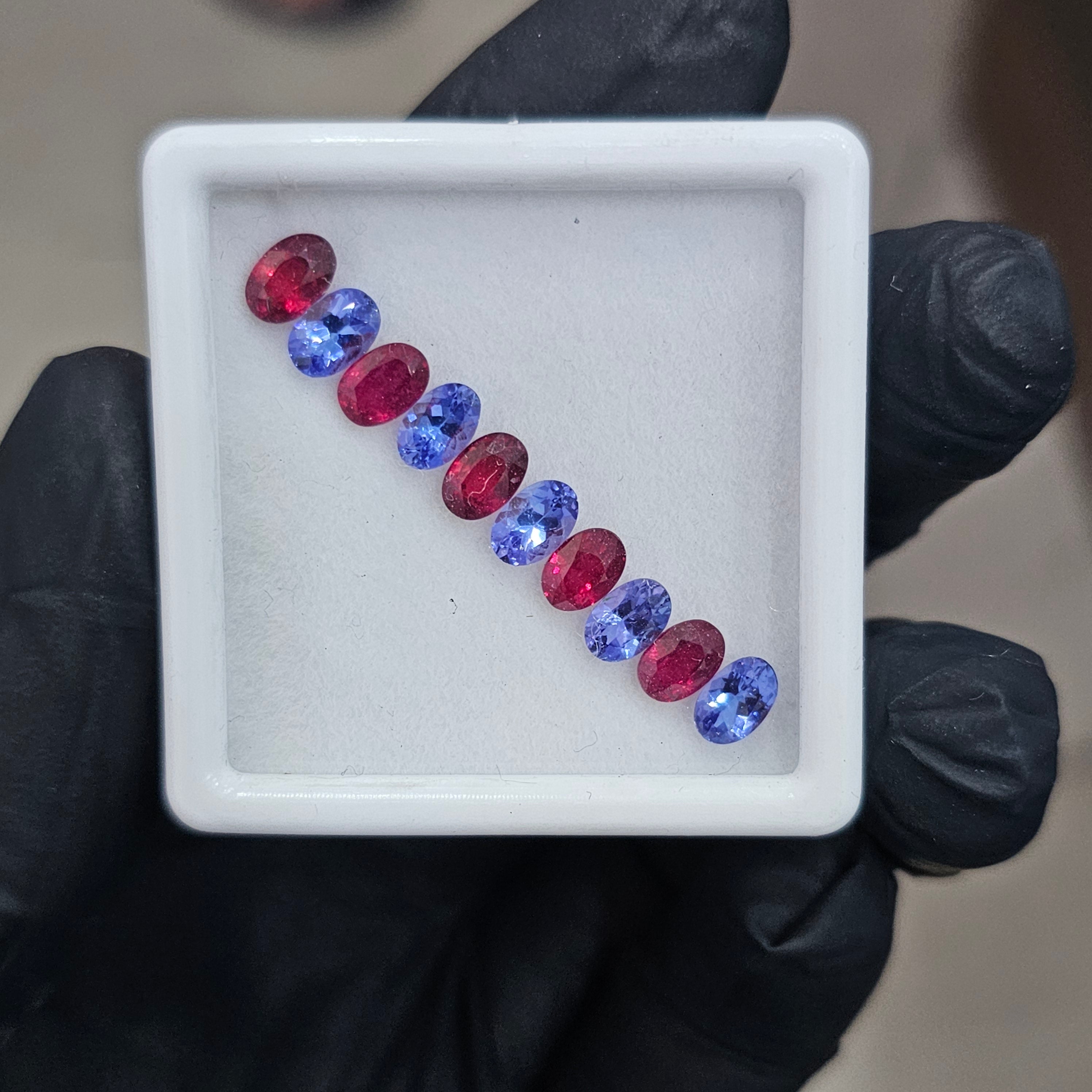 10 Pcs Of Natural Ruby & Tanzanite Faceted | Shape: Oval | Size: 6x4mm - The LabradoriteKing