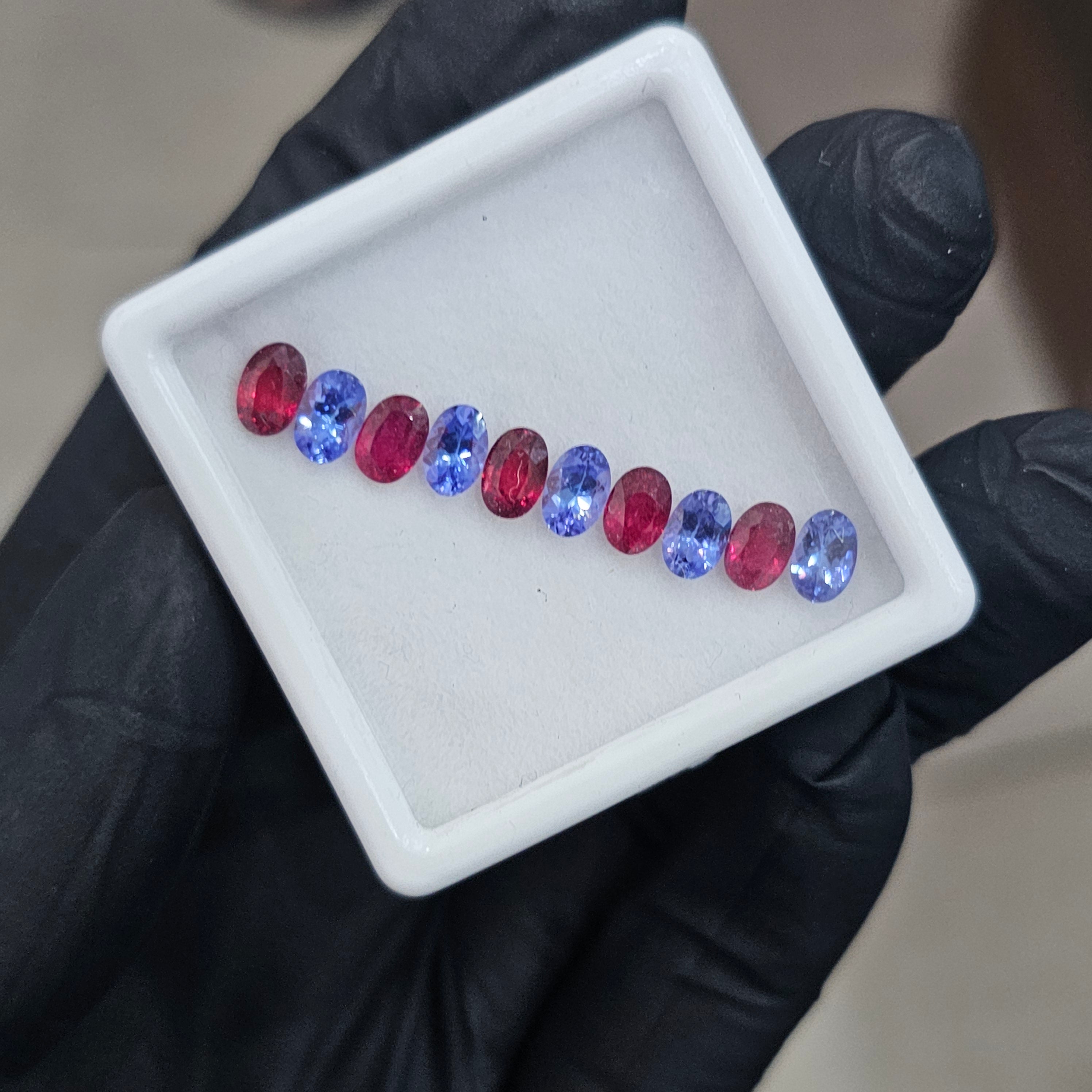 10 Pcs Of Natural Ruby & Tanzanite Faceted | Shape: Oval | Size: 6x4mm - The LabradoriteKing