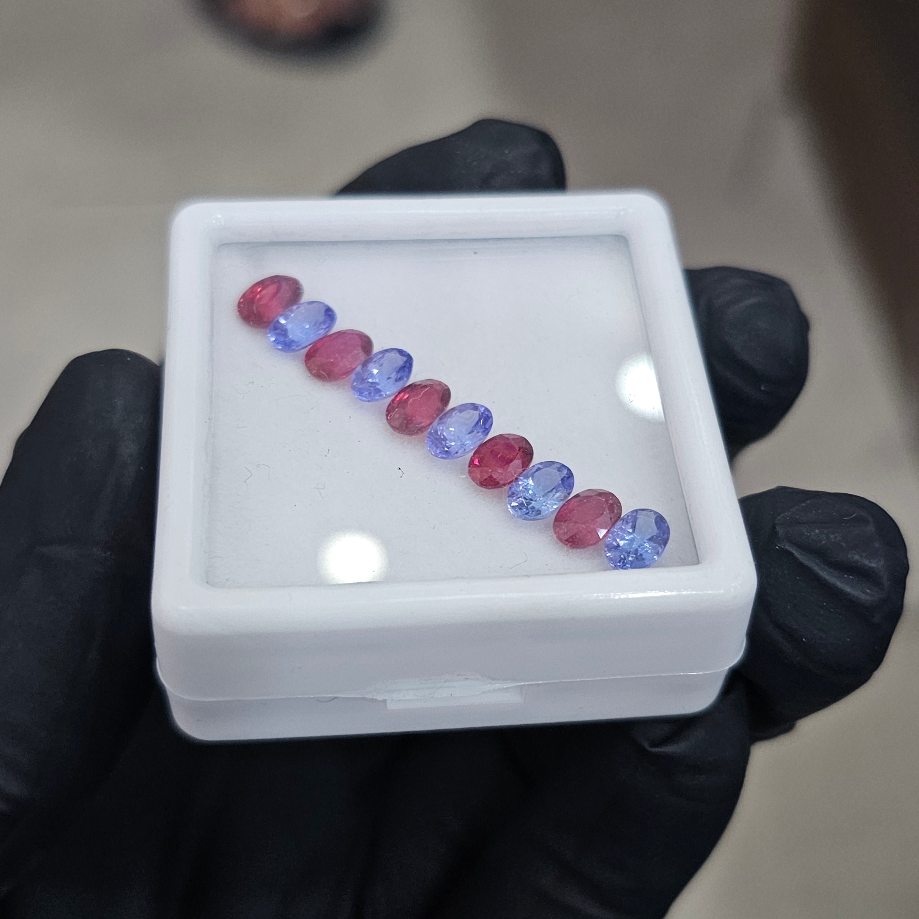 10 Pcs Of Natural Ruby & Tanzanite Faceted | Shape: Oval | Size: 6x4mm - The LabradoriteKing