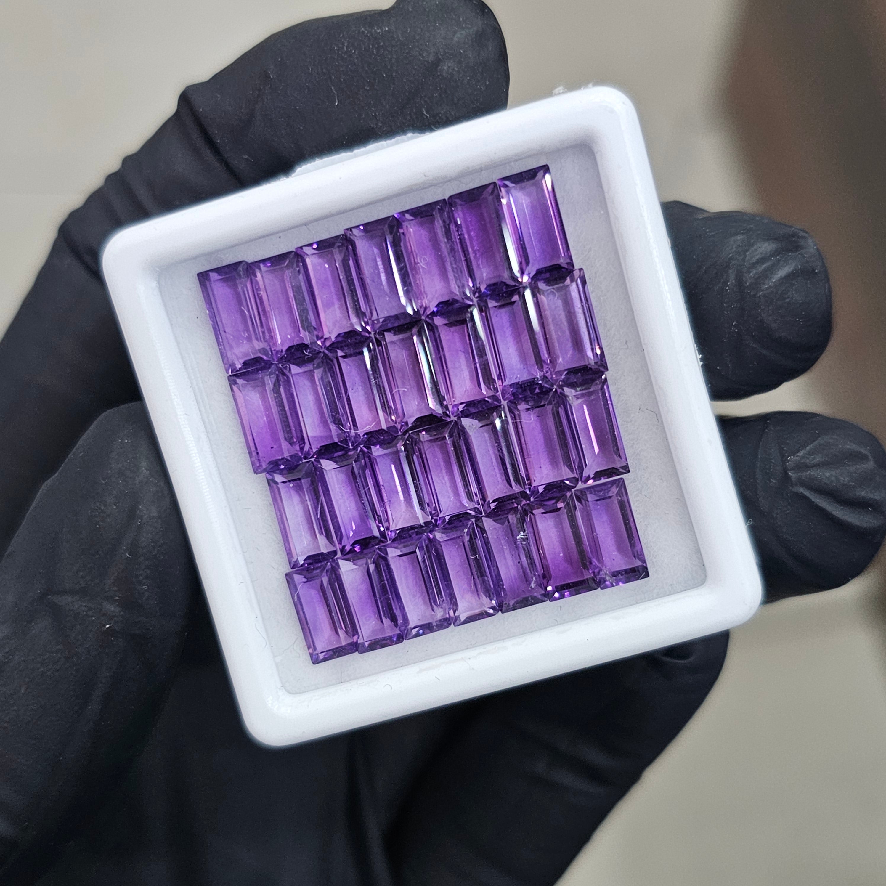 28 Pcs Of Natural Amethyst Faceted | Shape: Bagguette | Size: 8x4mm - The LabradoriteKing