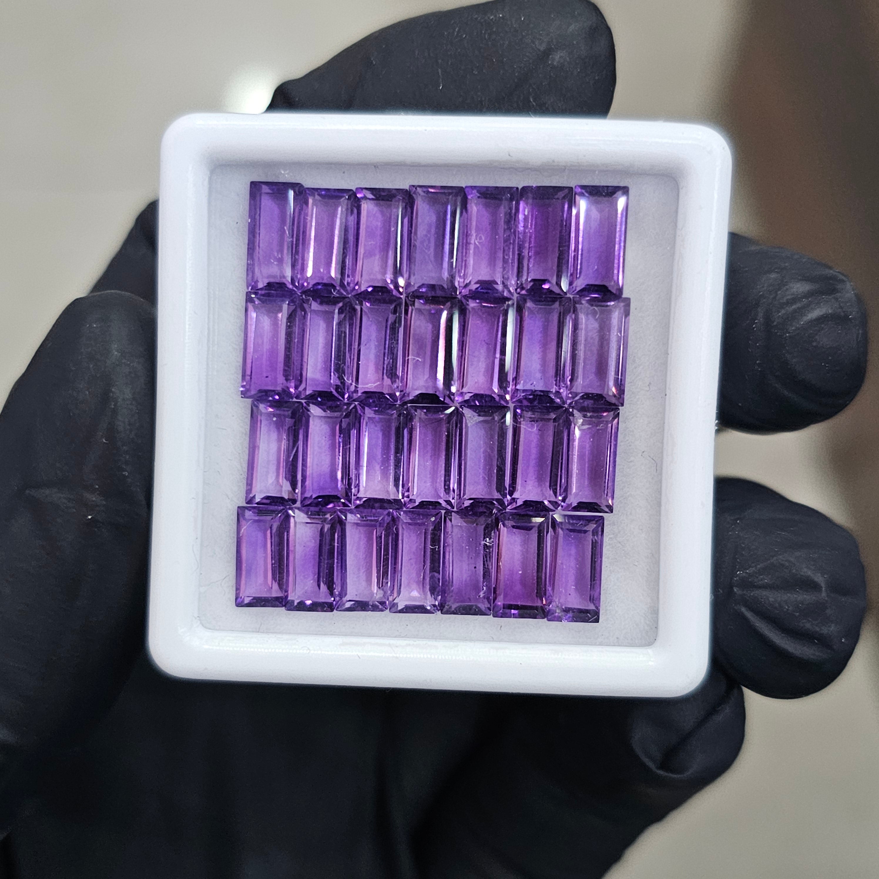 28 Pcs Of Natural Amethyst Faceted | Shape: Bagguette | Size: 8x4mm - The LabradoriteKing