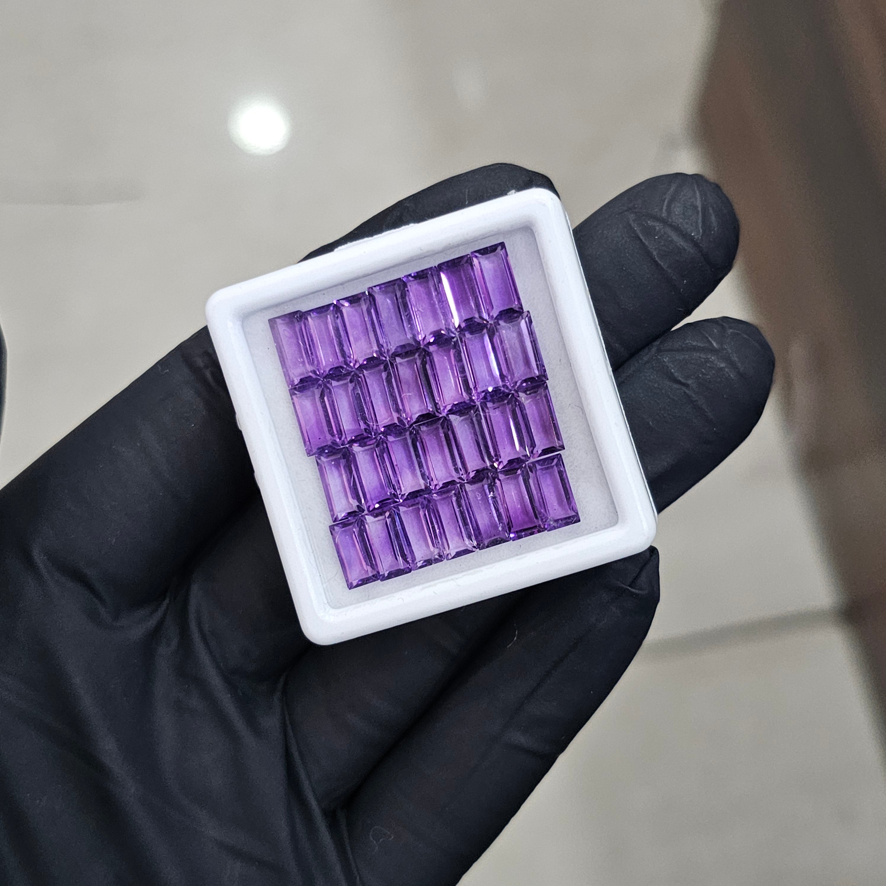 28 Pcs Of Natural Amethyst Faceted | Shape: Bagguette | Size: 8x4mm - The LabradoriteKing