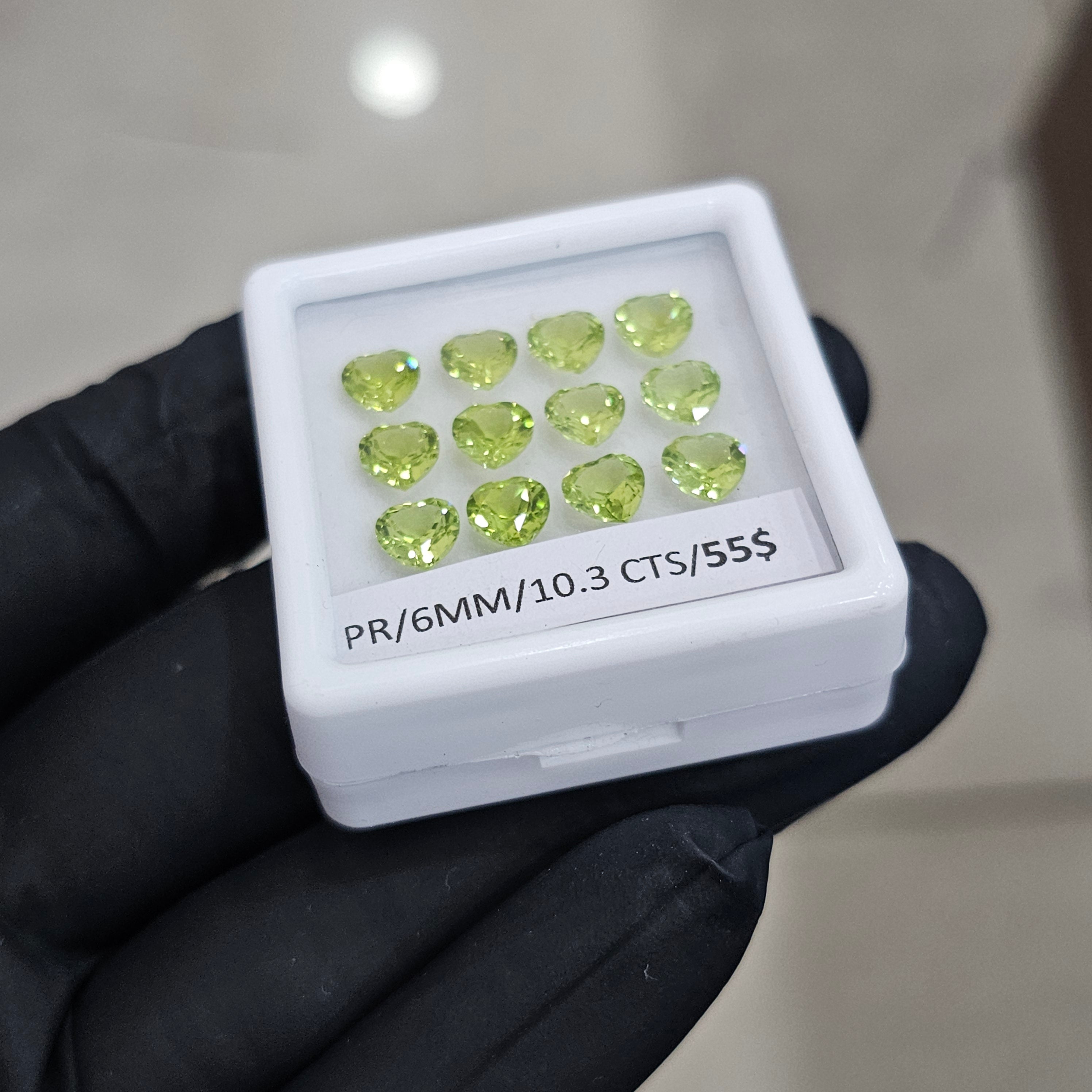 12 Pcs Of Natural Peridot Faceted | Shape: Heart | Size: 6mm - The LabradoriteKing