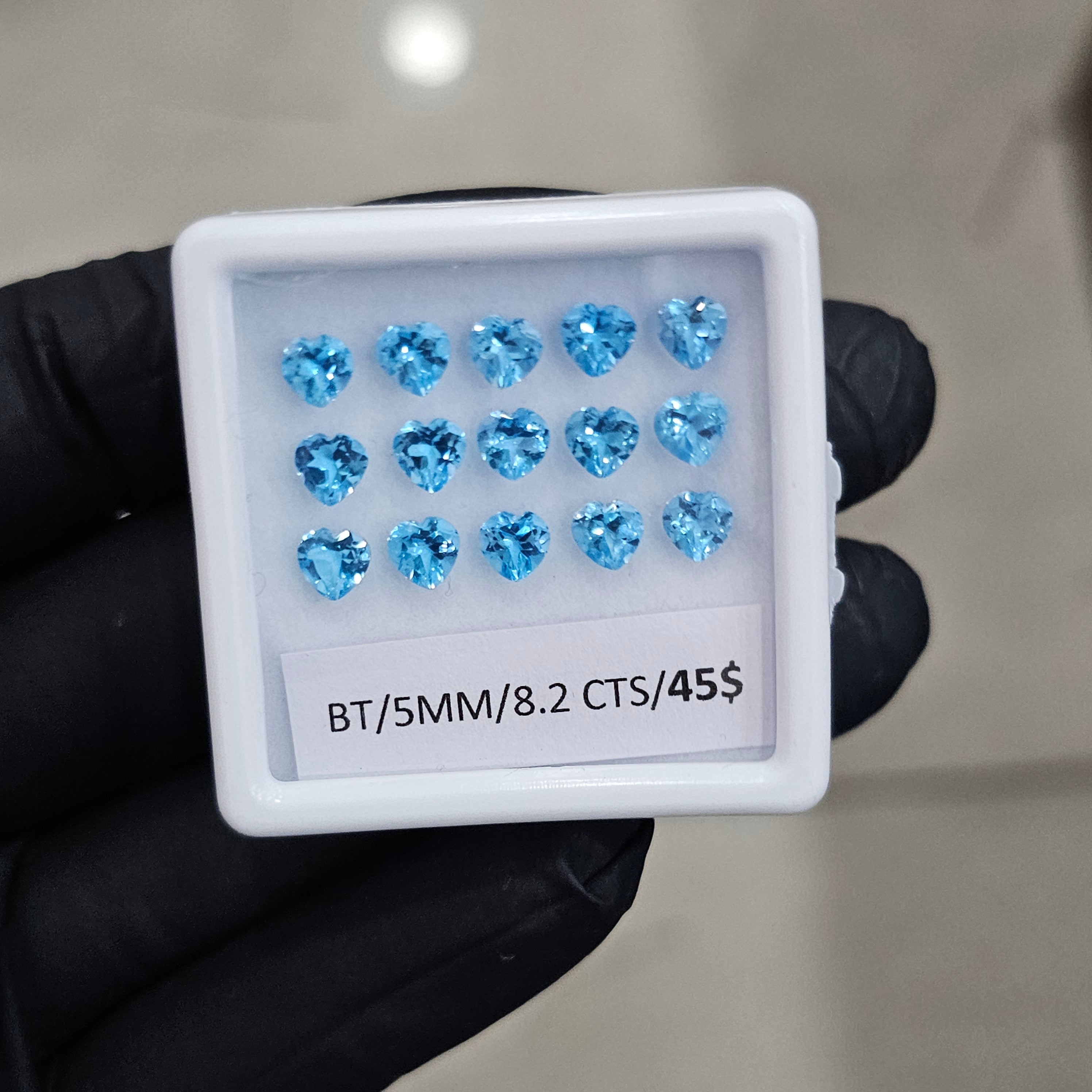 15 Pcs Of Natural Blue Topaz Faceted | Shape: Heart | Size: 5mm - The LabradoriteKing