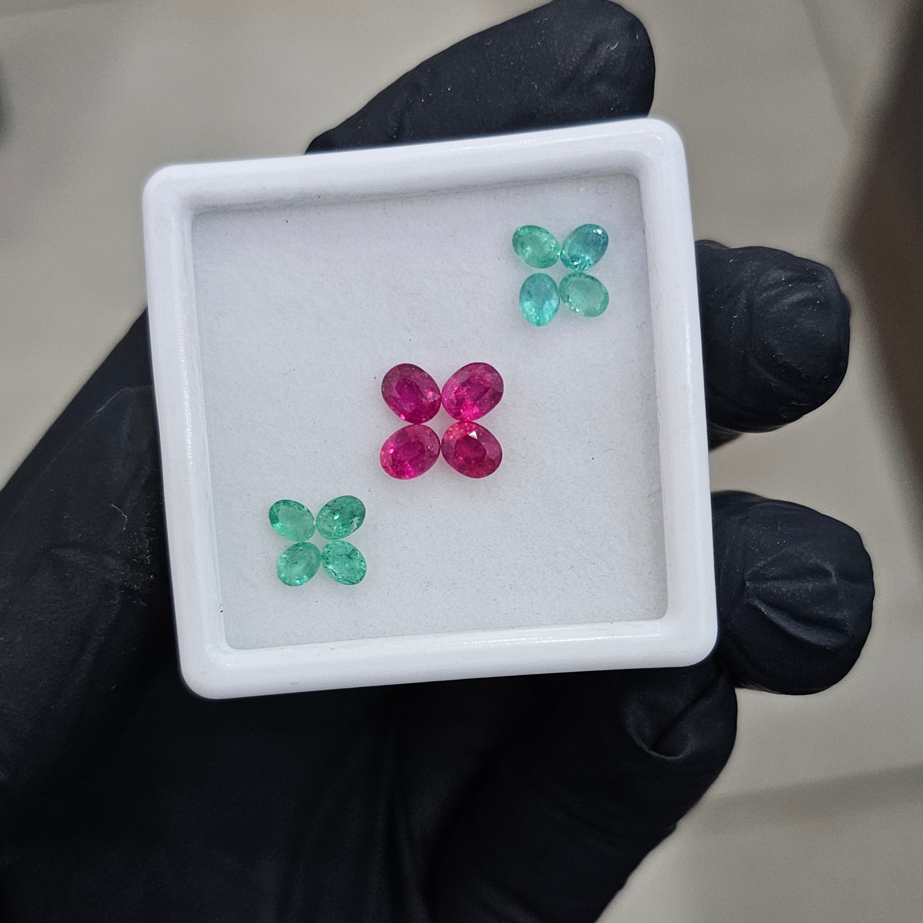 12 Pcs Of Natural Ruby & Emerald Faceted | Shape: Oval | Size: 4-5mm - The LabradoriteKing