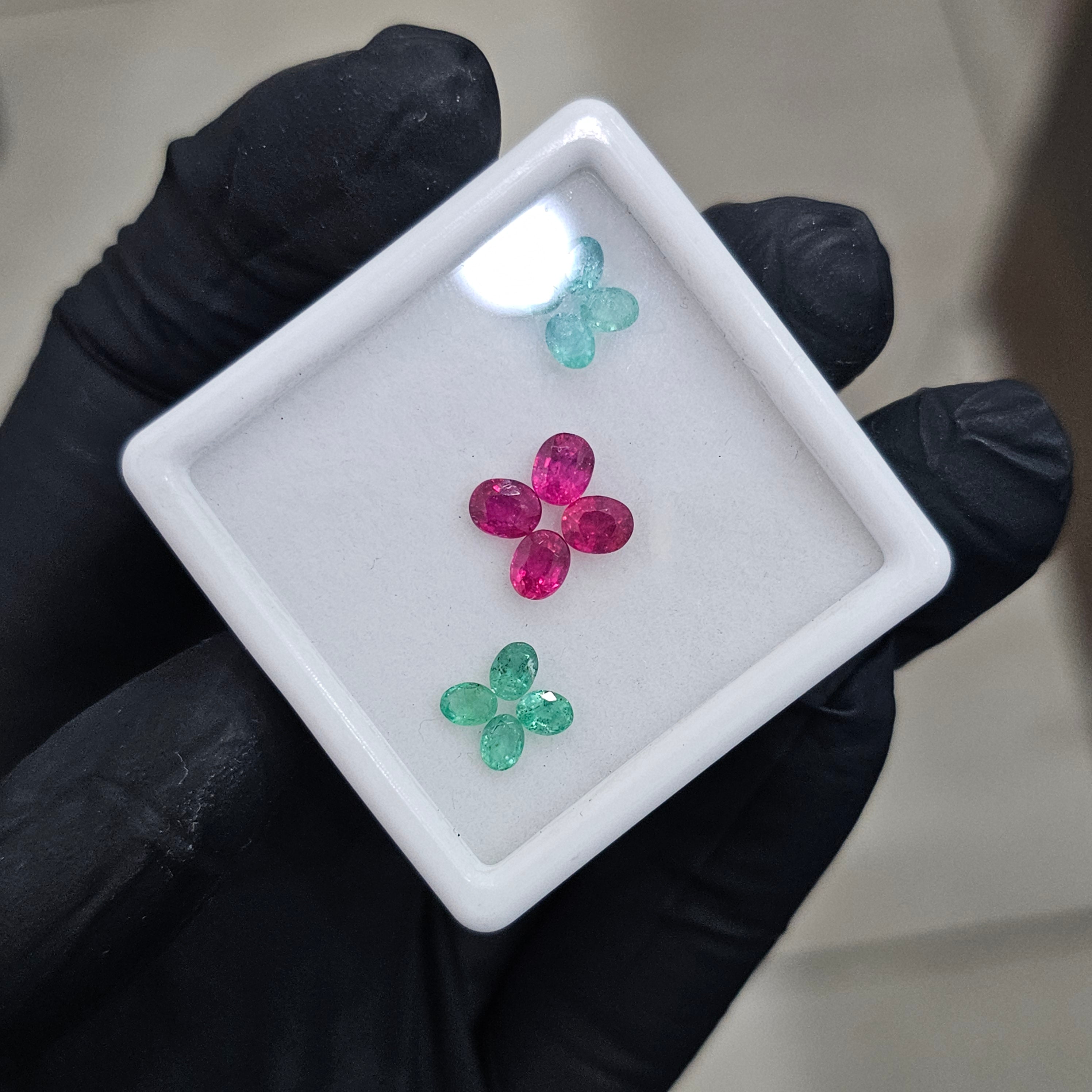 12 Pcs Of Natural Ruby & Emerald Faceted | Shape: Oval | Size: 4-5mm - The LabradoriteKing