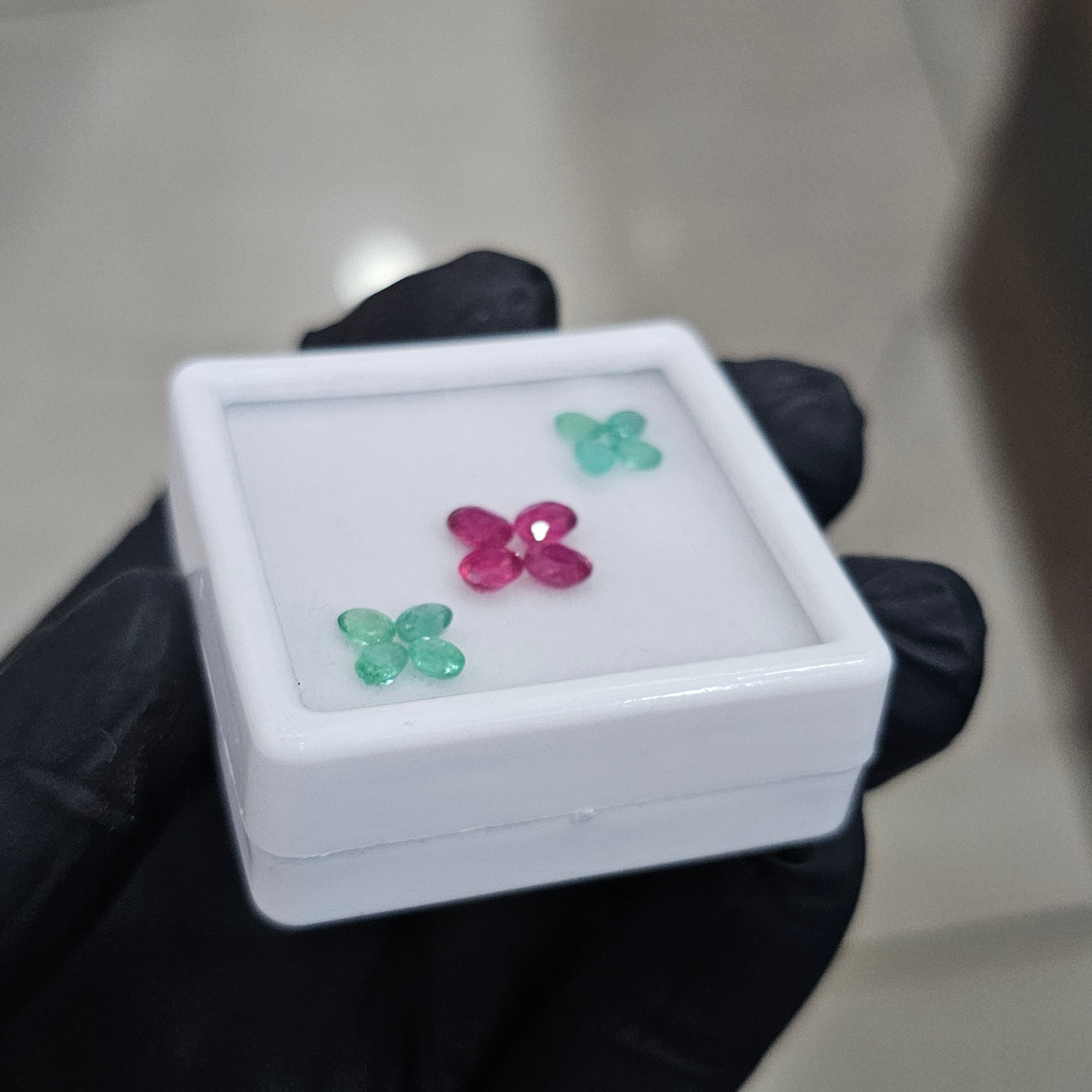 12 Pcs Of Natural Ruby & Emerald Faceted | Shape: Oval | Size: 4-5mm - The LabradoriteKing