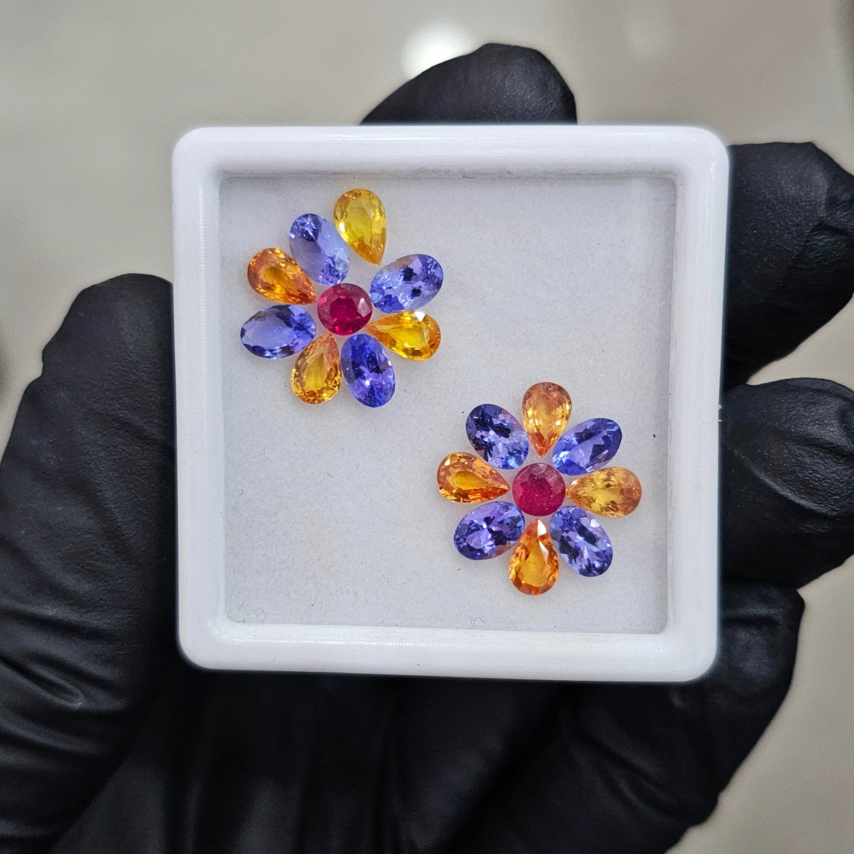 18 Pcs Of Natural Ruby, Sapphire & Tanzanite Faceted | Shape: Mix | Size:4-6mm - The LabradoriteKing