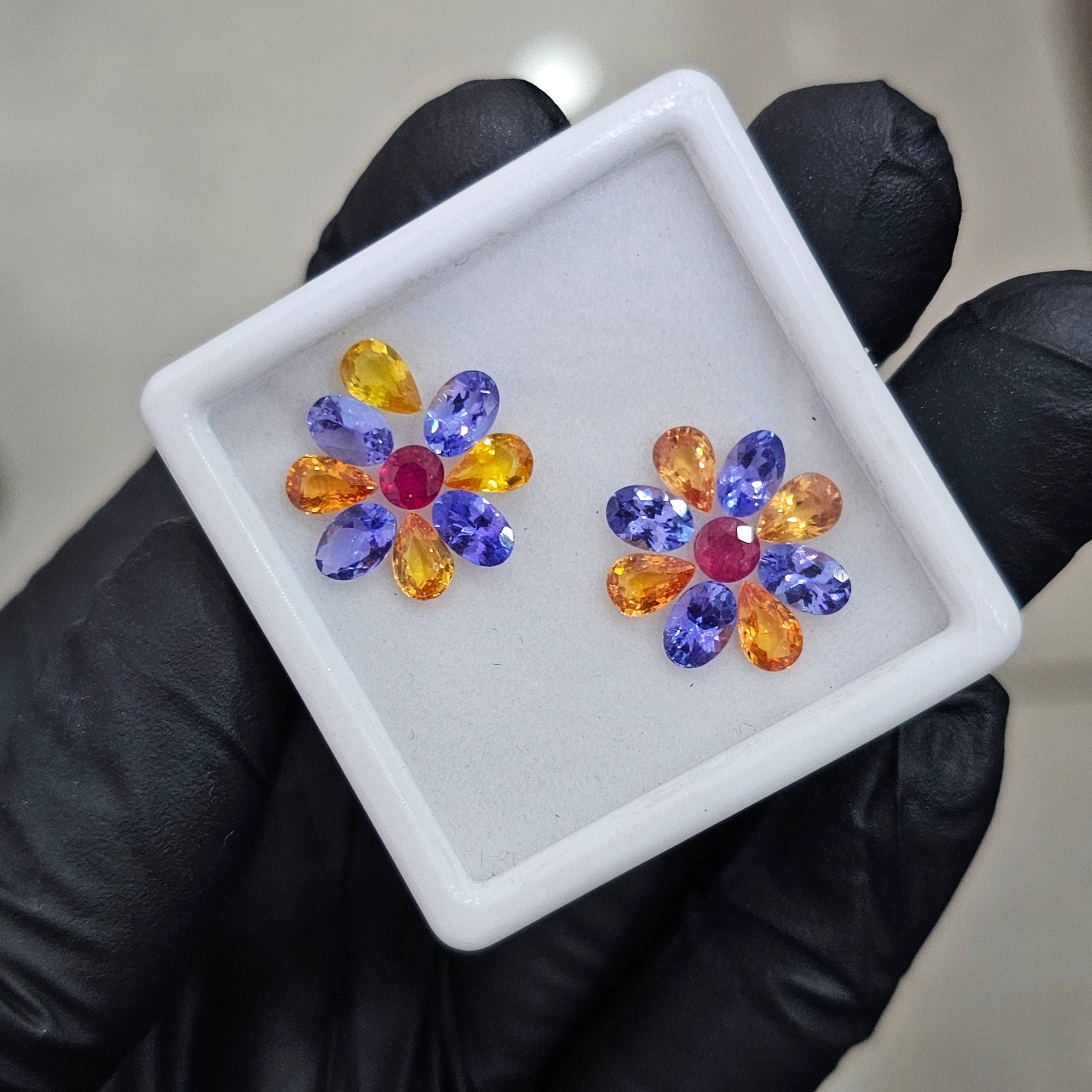 18 Pcs Of Natural Ruby, Sapphire & Tanzanite Faceted | Shape: Mix | Size:4-6mm - The LabradoriteKing