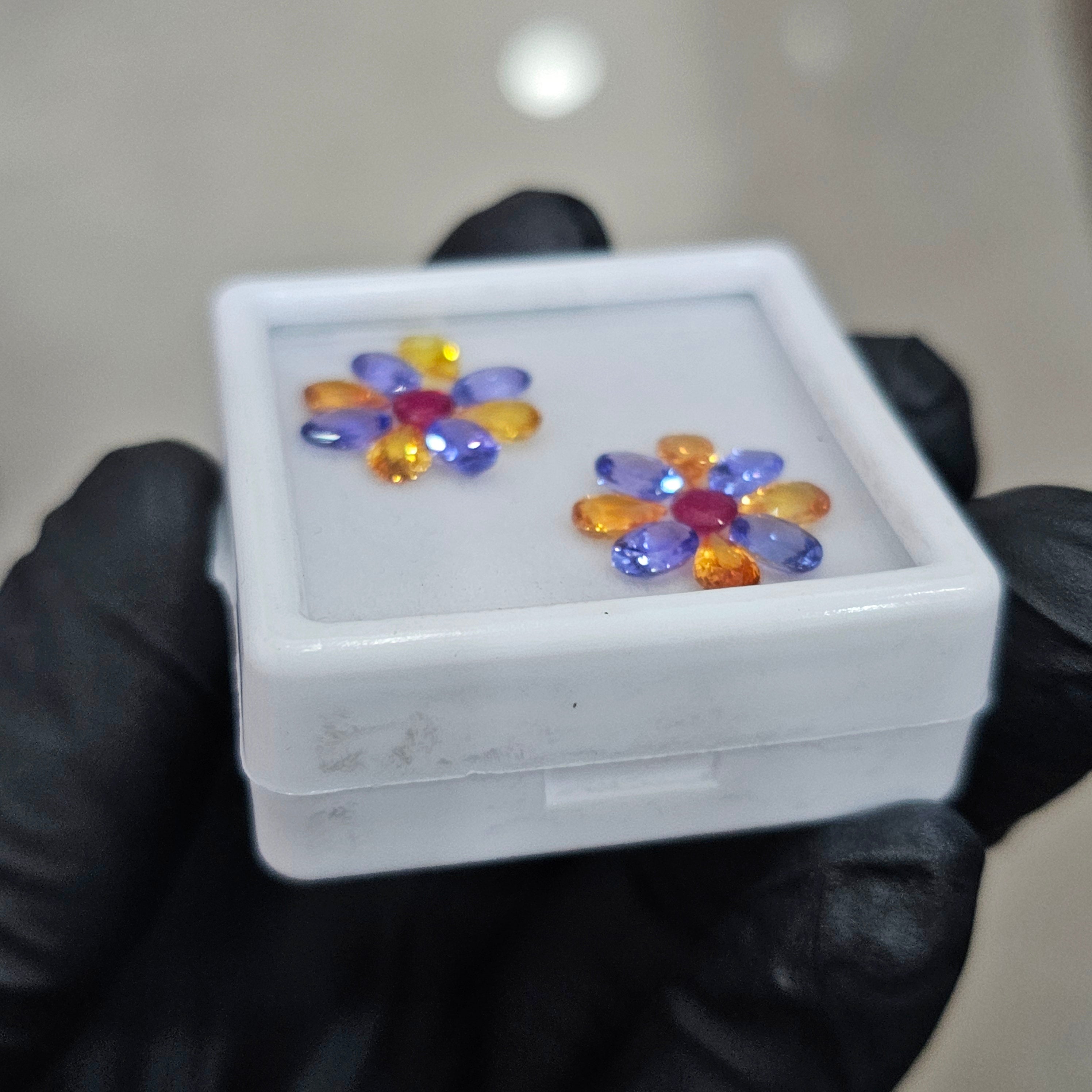 18 Pcs Of Natural Ruby, Sapphire & Tanzanite Faceted | Shape: Mix | Size:4-6mm - The LabradoriteKing