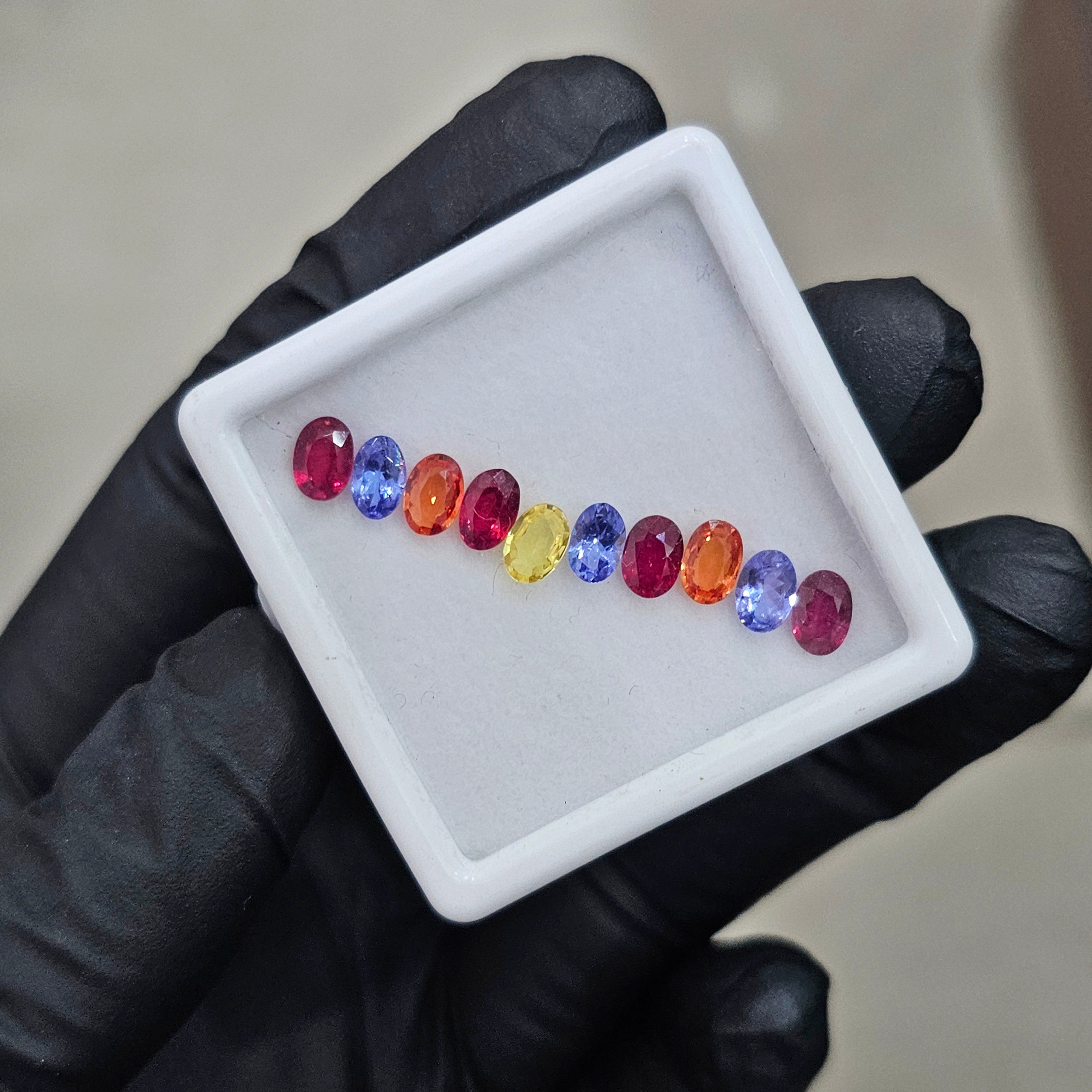 10 Pcs Of Natural Ruby, Sapphire & Tanzanite Faceted | Oval | Size:4-6mm - The LabradoriteKing