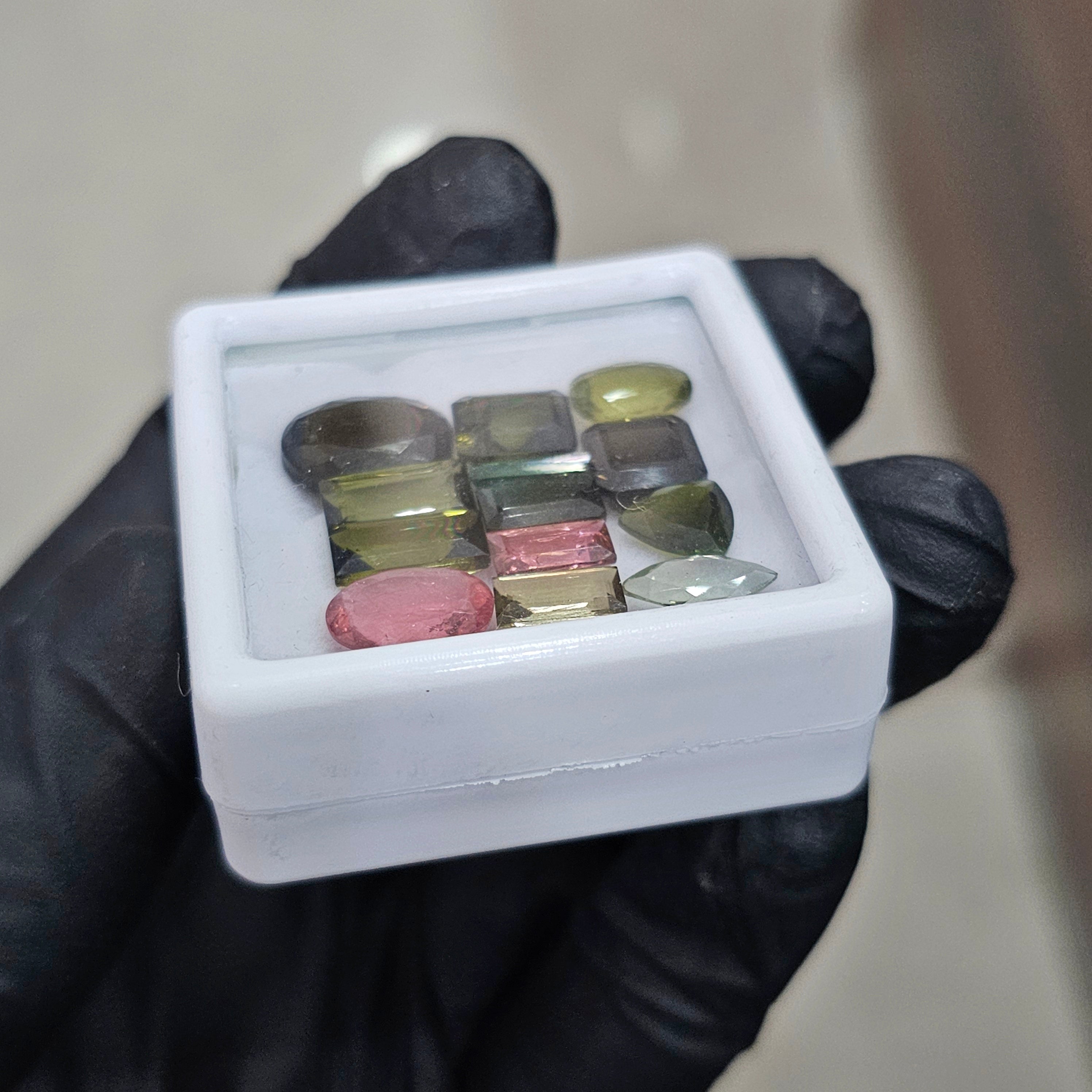 13 Pcs Natural Tourmaline Faceted | Shape: Mix| Size: 7-12mm - The LabradoriteKing