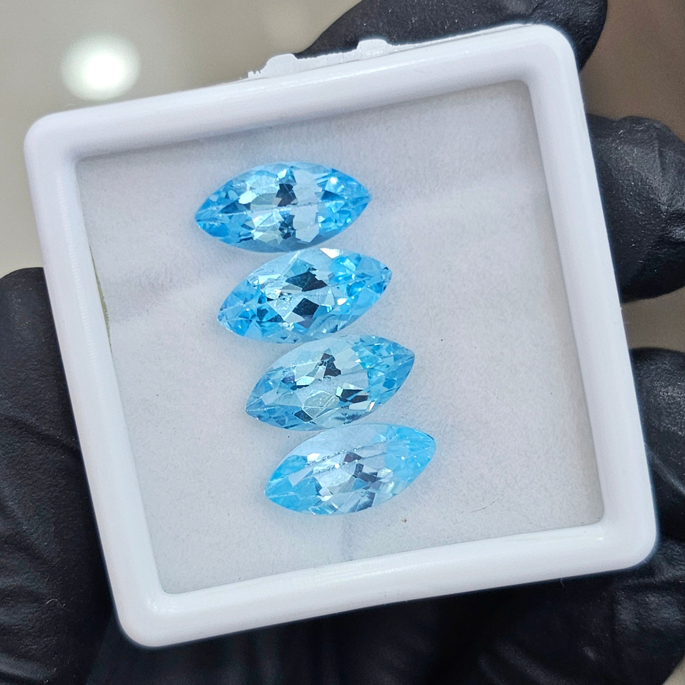 4 Pcs Of Natural Blue Topaz Faceted | Shape: Marquise | Size: 14x7mm - The LabradoriteKing