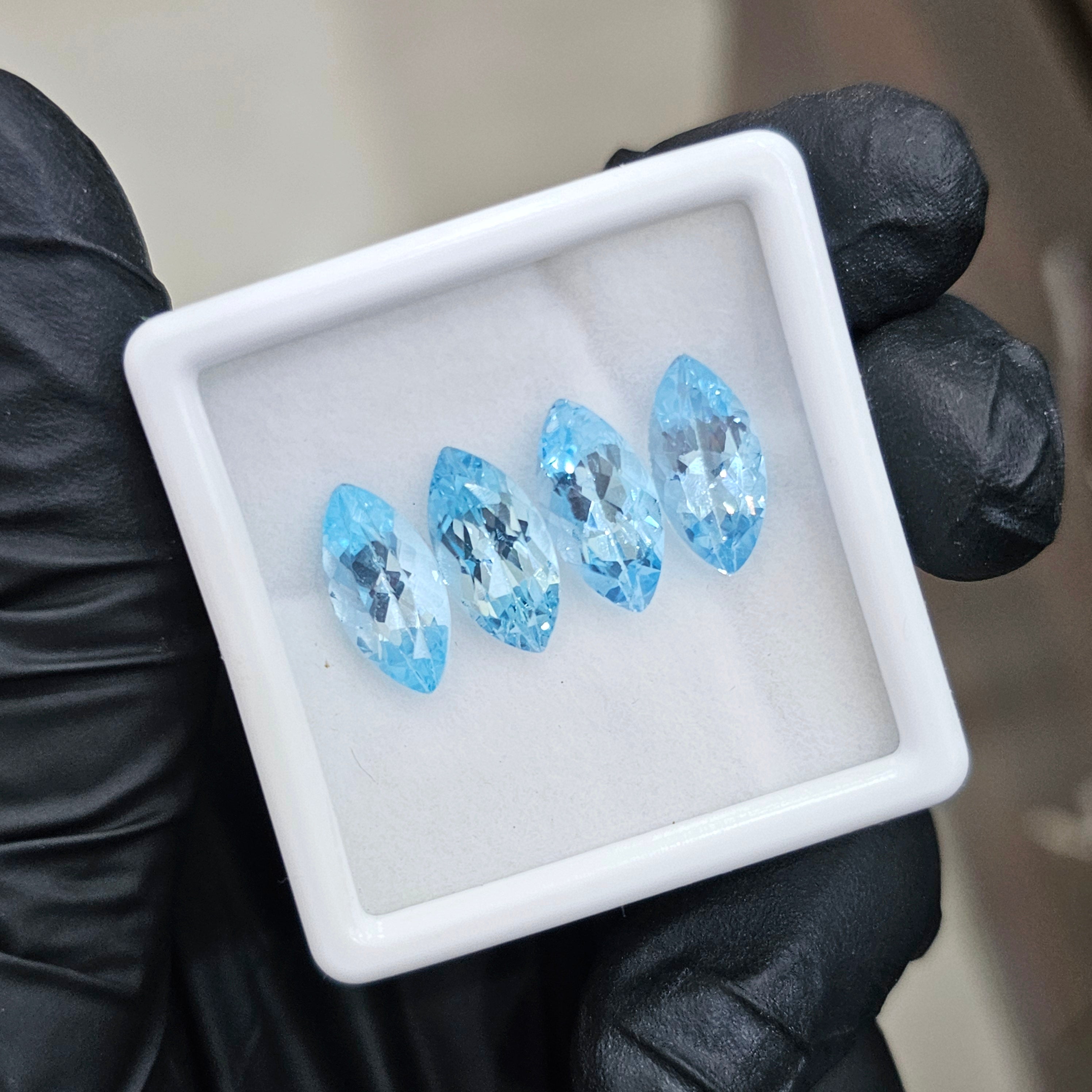 4 Pcs Of Natural Blue Topaz Faceted | Shape: Marquise | Size: 14x7mm - The LabradoriteKing
