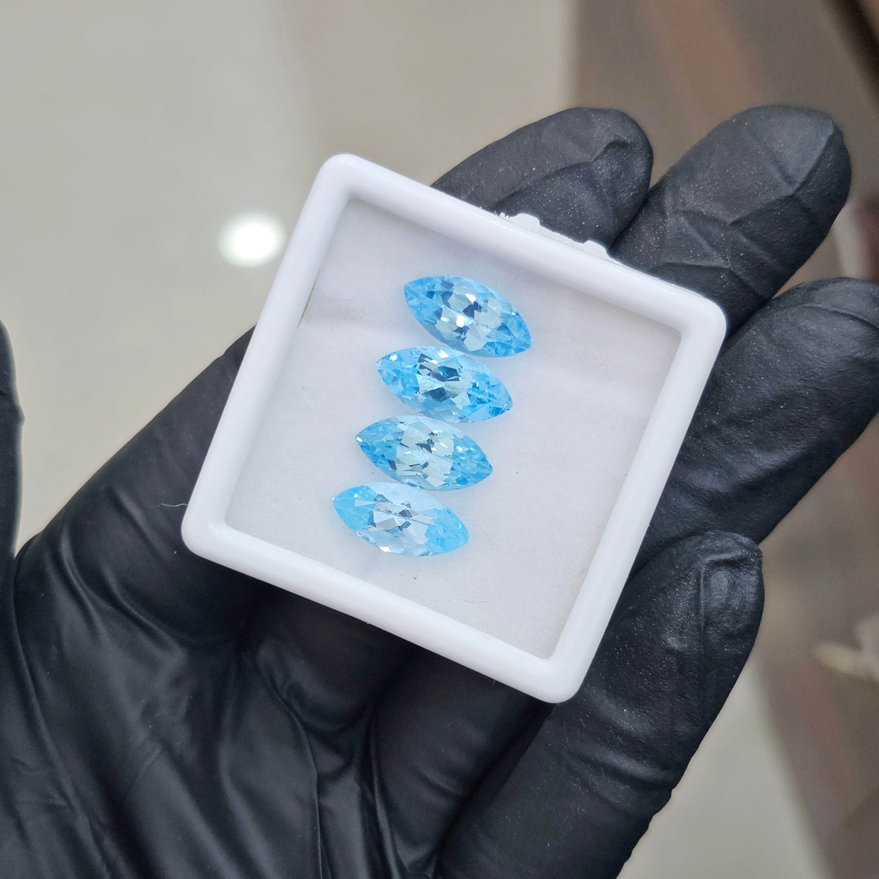 4 Pcs Of Natural Blue Topaz Faceted | Shape: Marquise | Size: 14x7mm - The LabradoriteKing