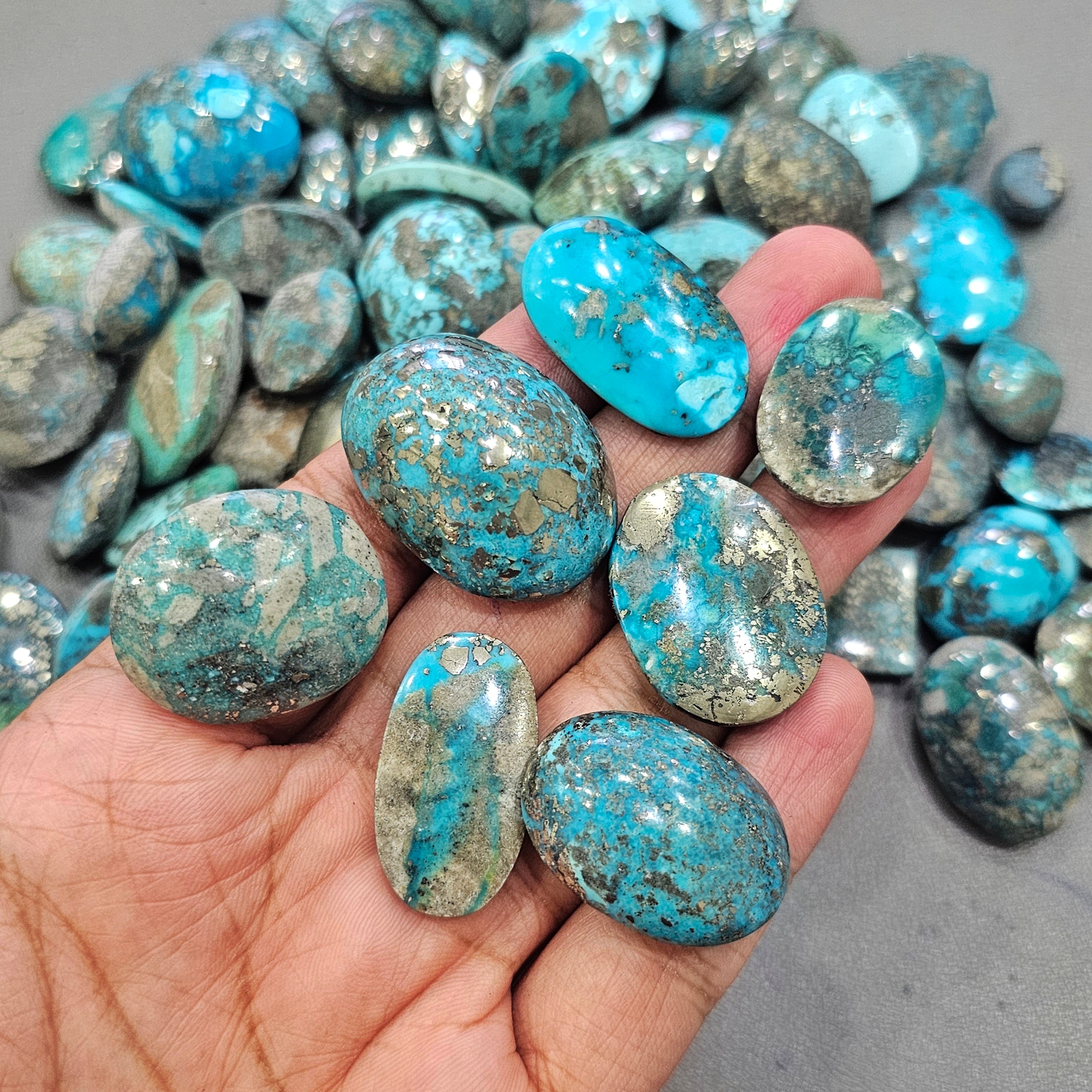 250 Grams Natural Turquoise Stones | 20-35mm Size | 20-25 Pieces - The LabradoriteKing