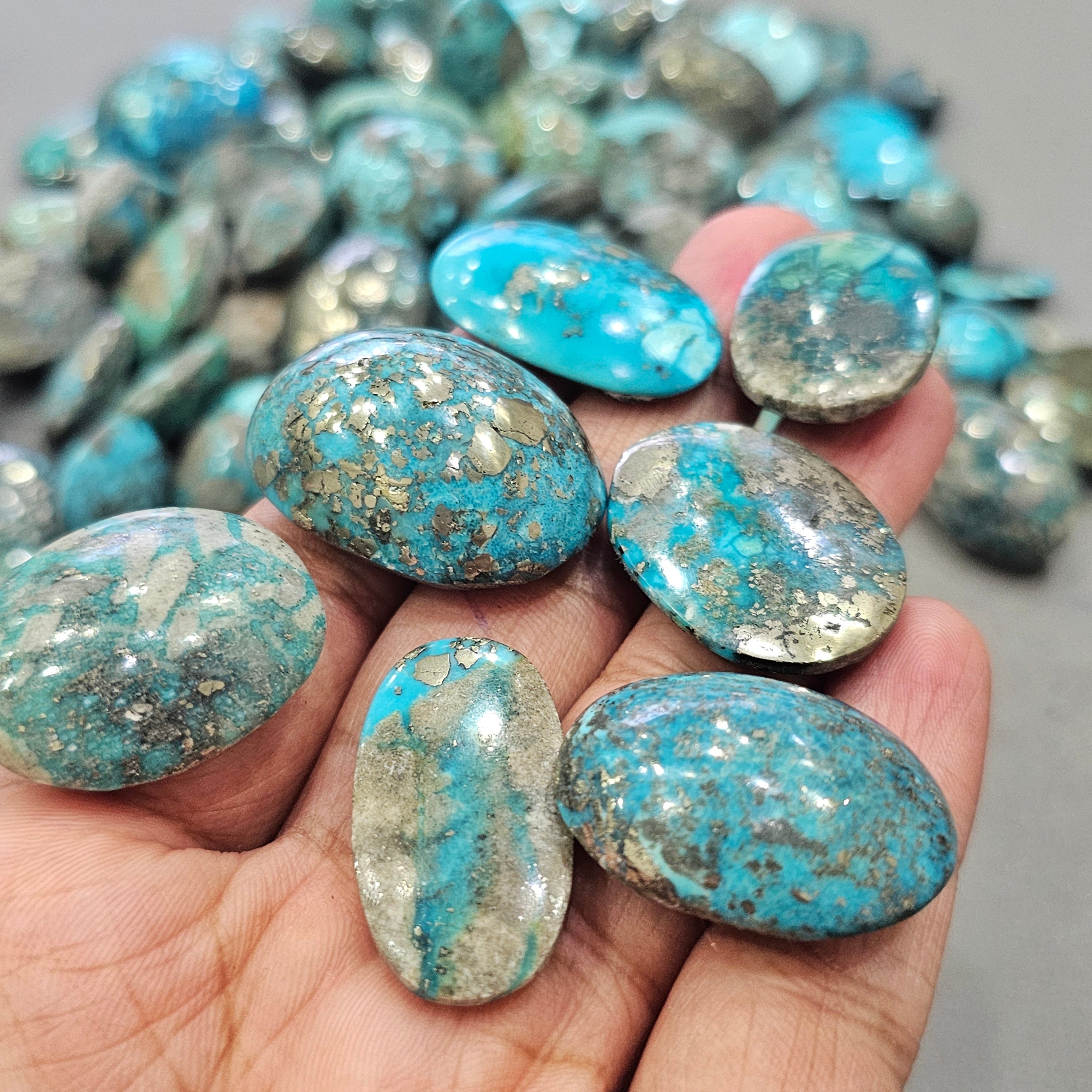 250 Grams Natural Turquoise Stones | 20-35mm Size | 20-25 Pieces - The LabradoriteKing