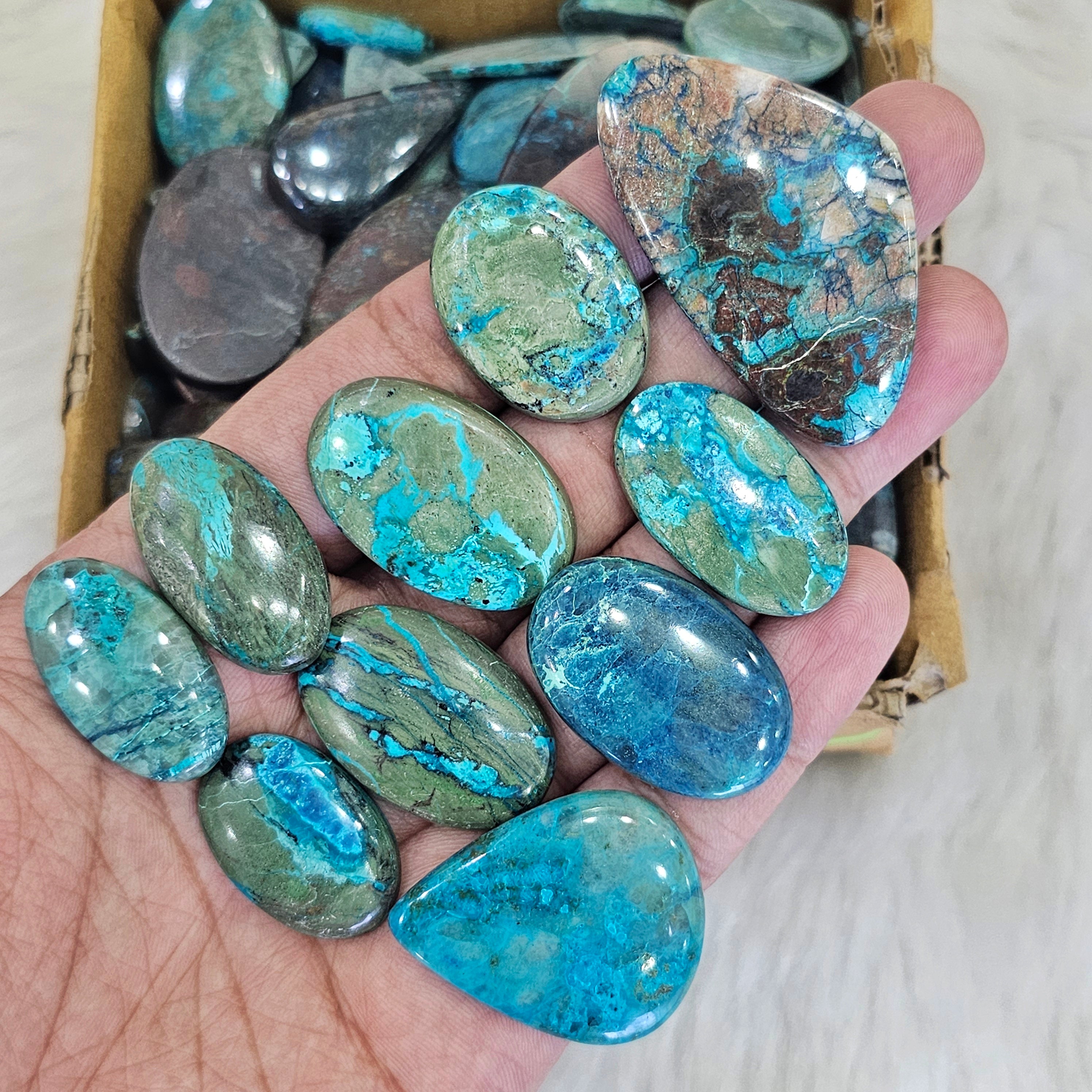 500g / 1kg Chrysocolla Cabochons | 120-140Pcs | 18mm to 50mm - The LabradoriteKing