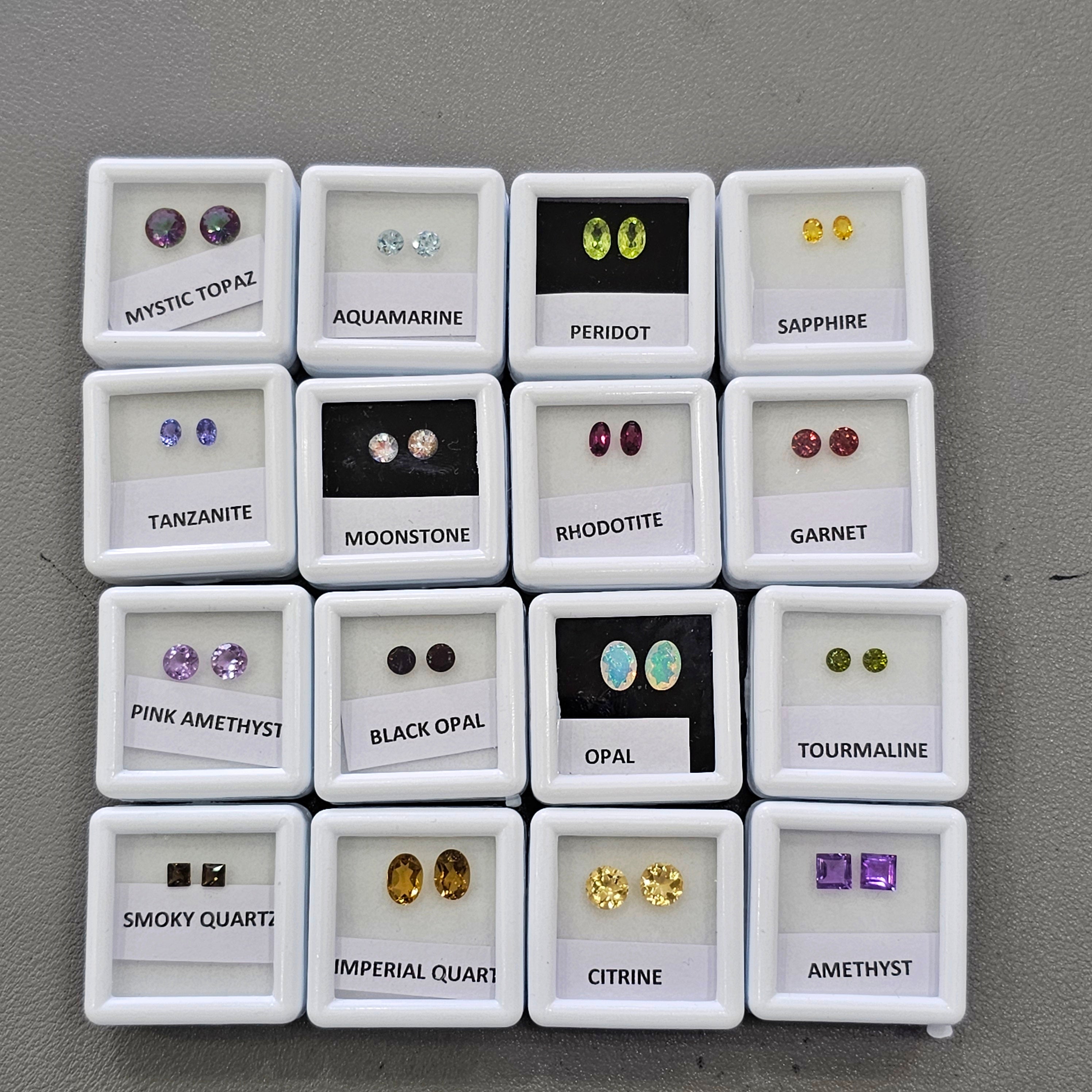 16 Set of Gemstones faceted Pair With boxes - The LabradoriteKing