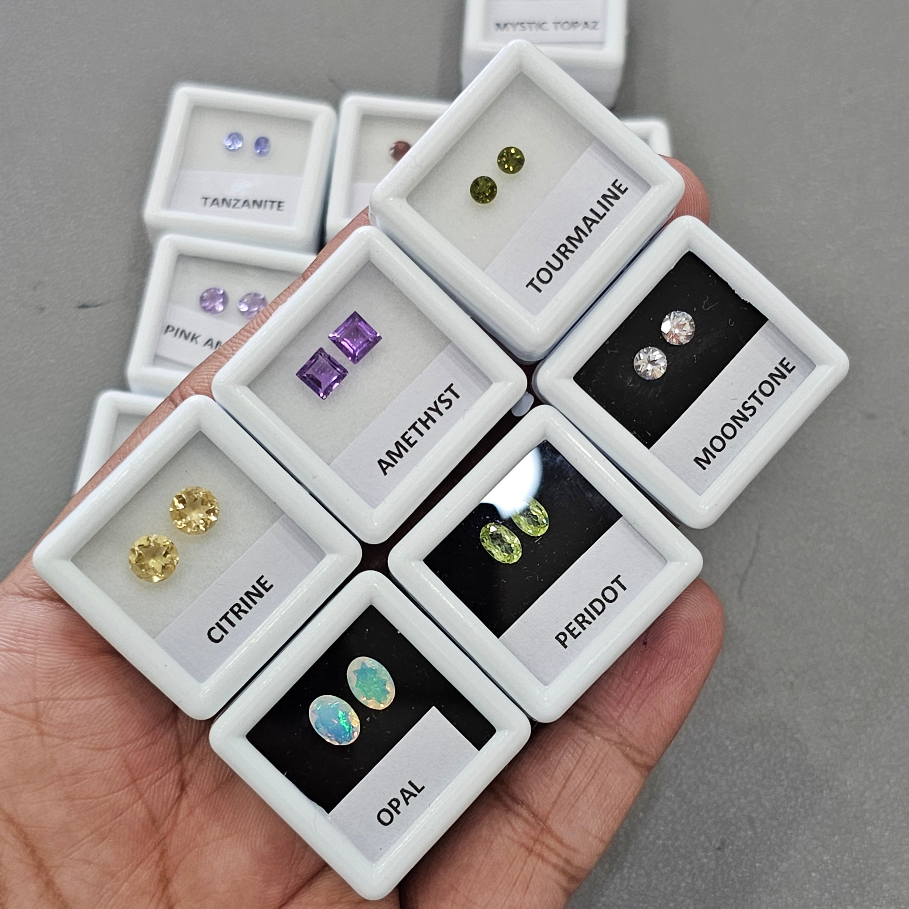 16 Set of Gemstones faceted Pair With boxes - The LabradoriteKing