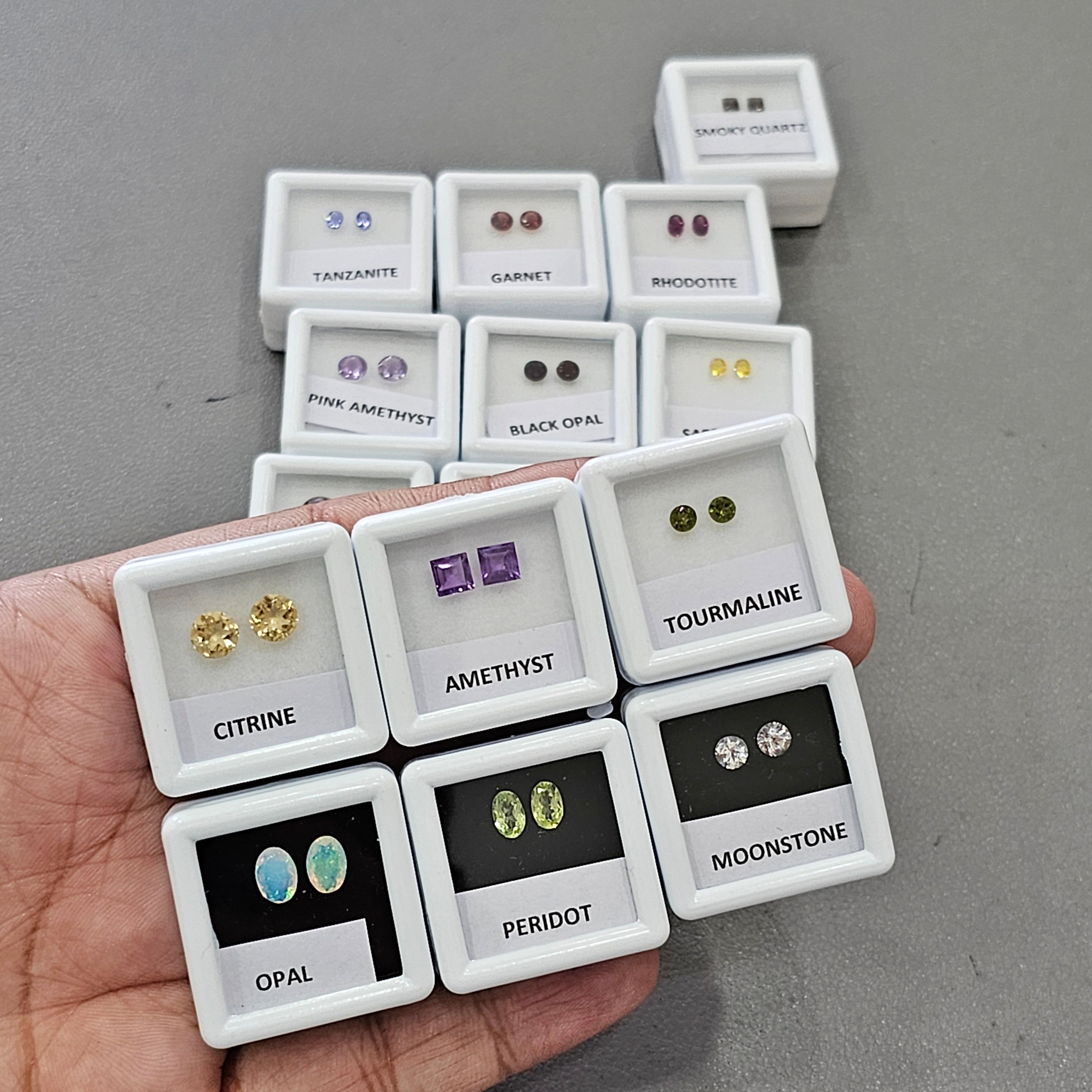 16 Set of Gemstones faceted Pair With boxes - The LabradoriteKing