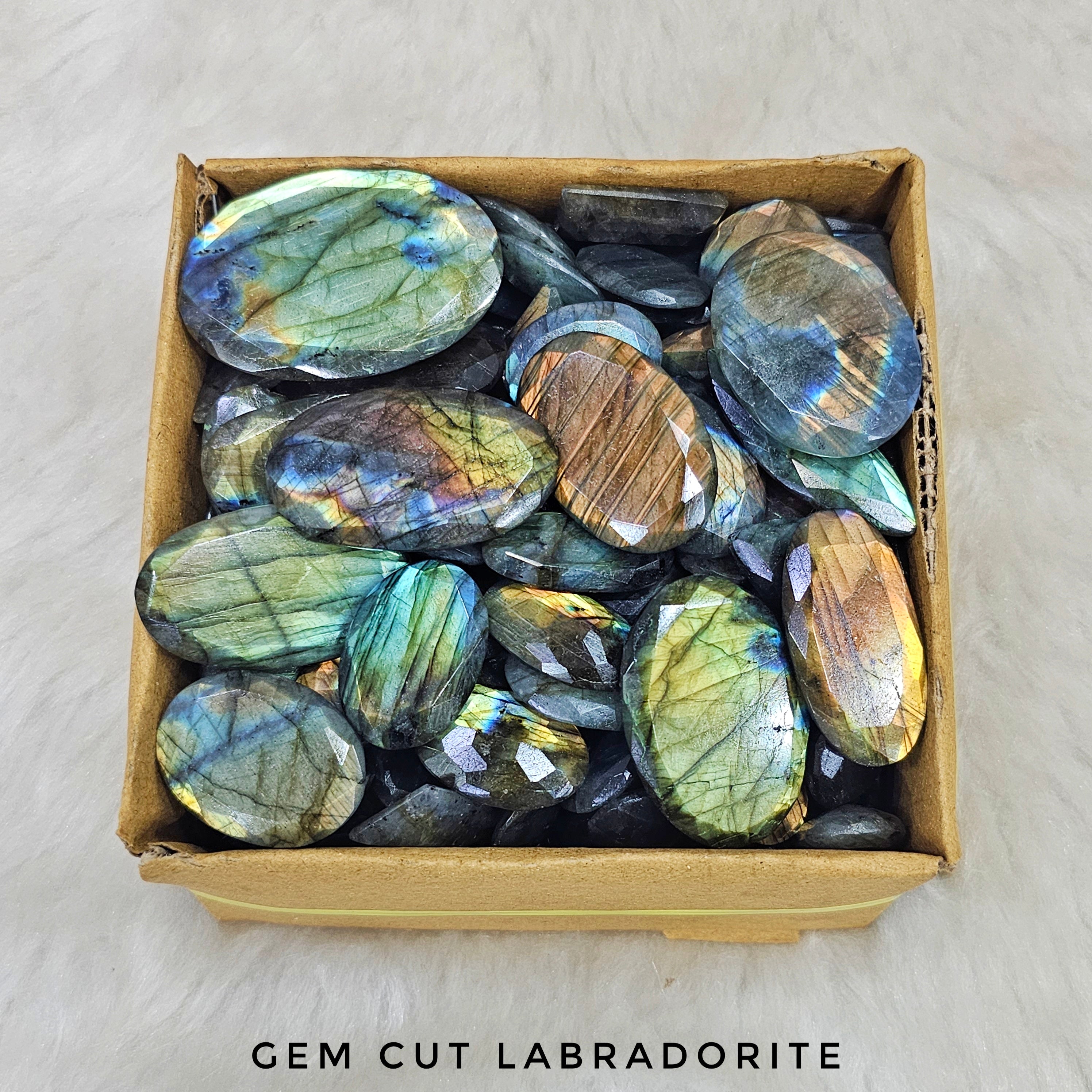 500 Grams of Gem Cut Labradorite | 20mm to 40mm mix sizes | 40 Pcs approx - The LabradoriteKing