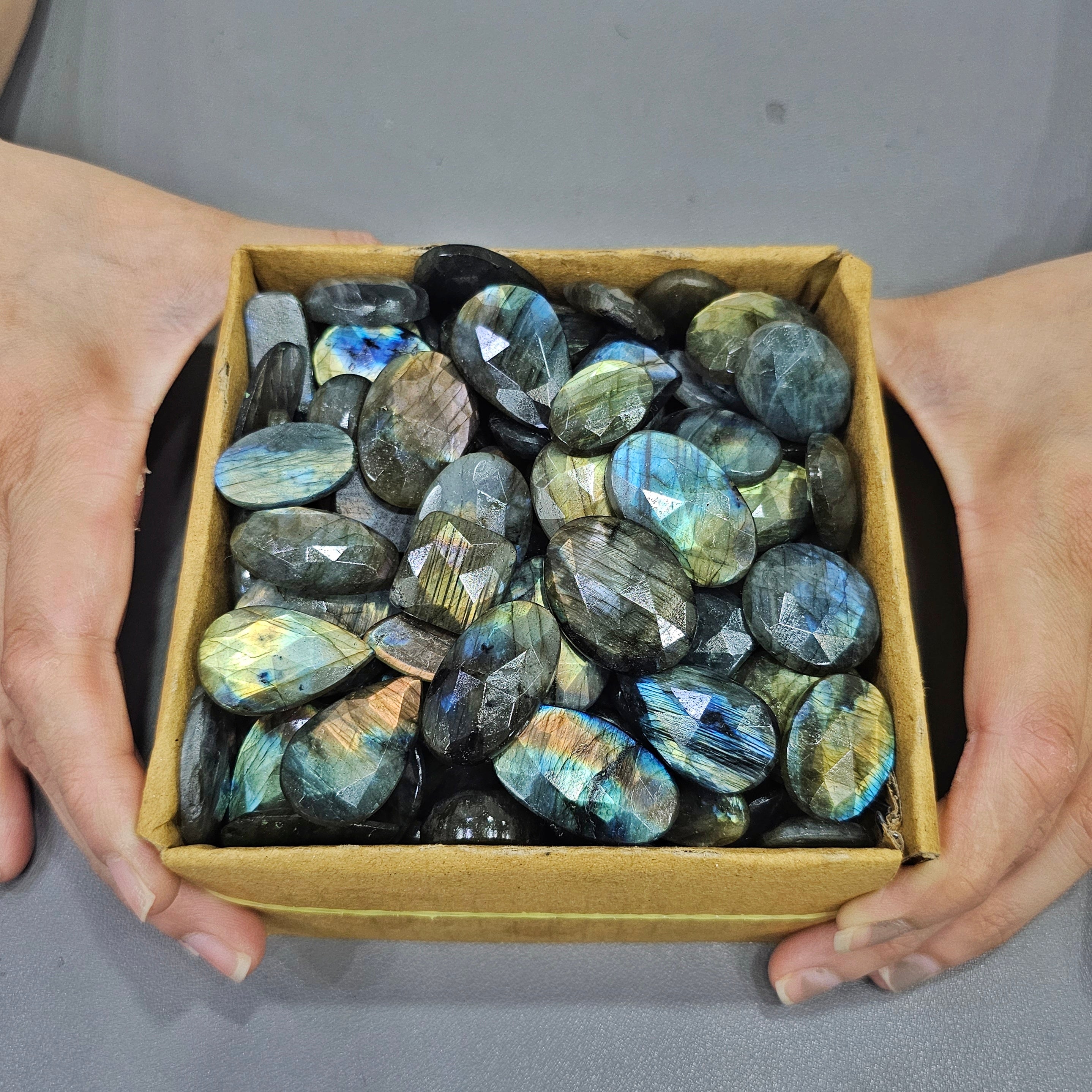 50 of Labradorite Rosecuts with flat backs | 17 to 30mm - The LabradoriteKing