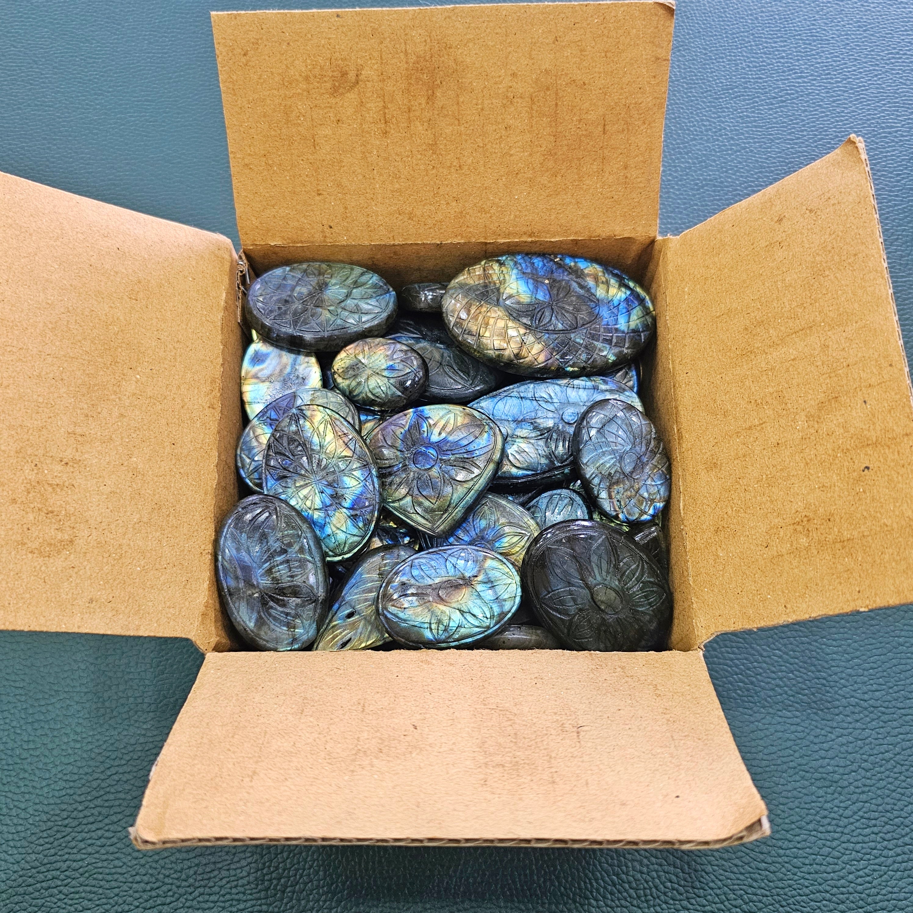 500 Grams of Carved Labradorite Cabochons | 35-45 pieced - The LabradoriteKing