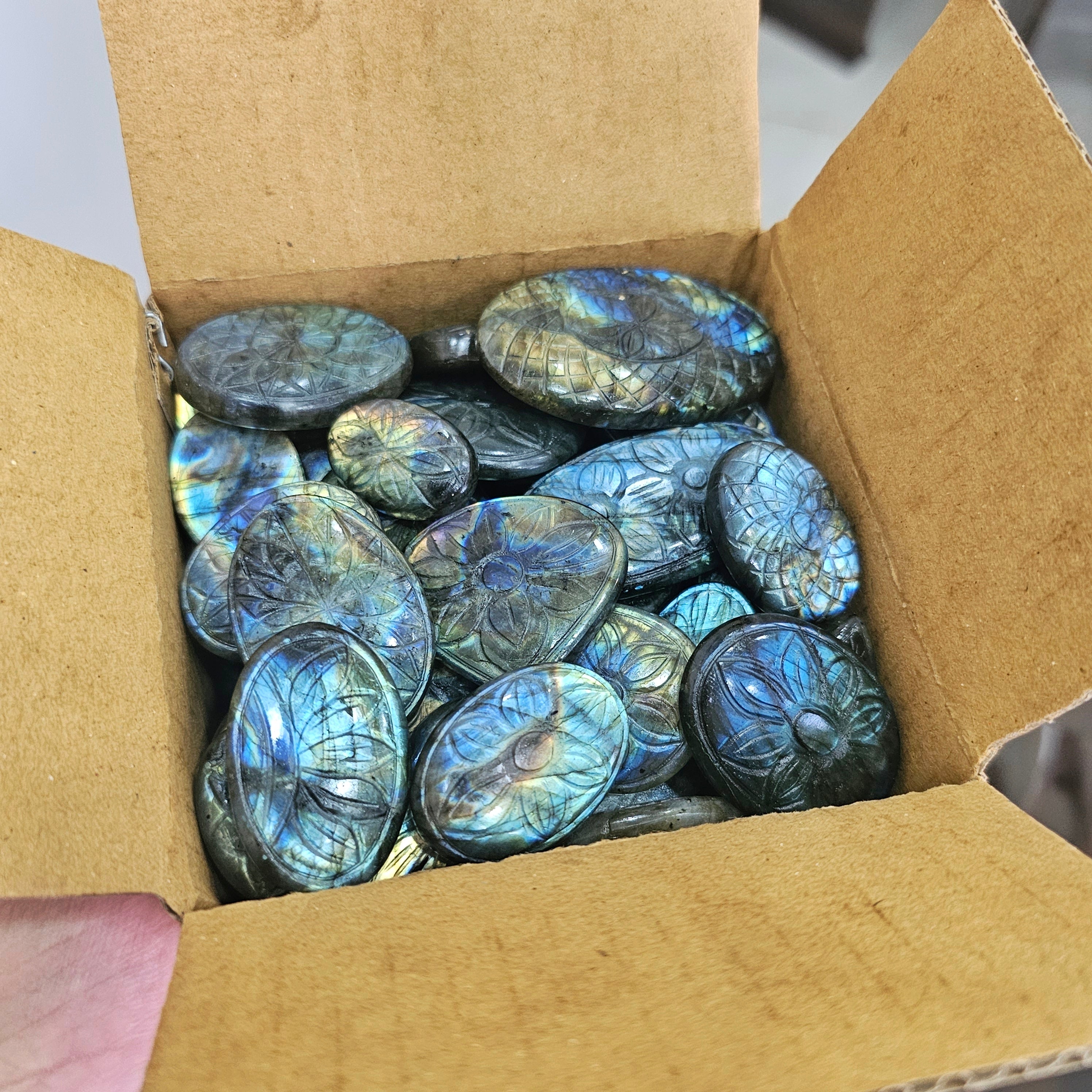500 Grams of Carved Labradorite Cabochons | 35-45 pieced - The LabradoriteKing