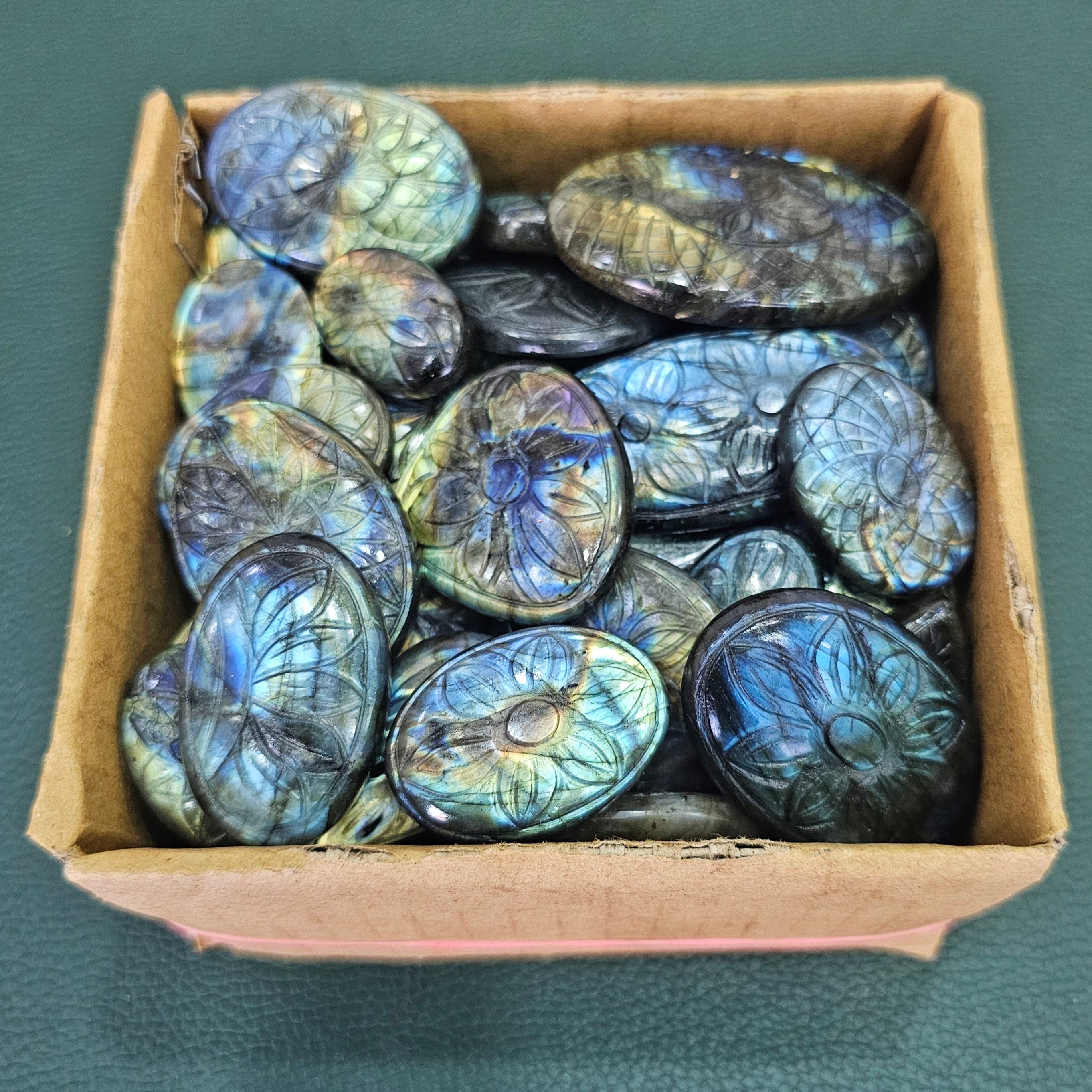 500 Grams of Carved Labradorite Cabochons | 35-45 pieced - The LabradoriteKing