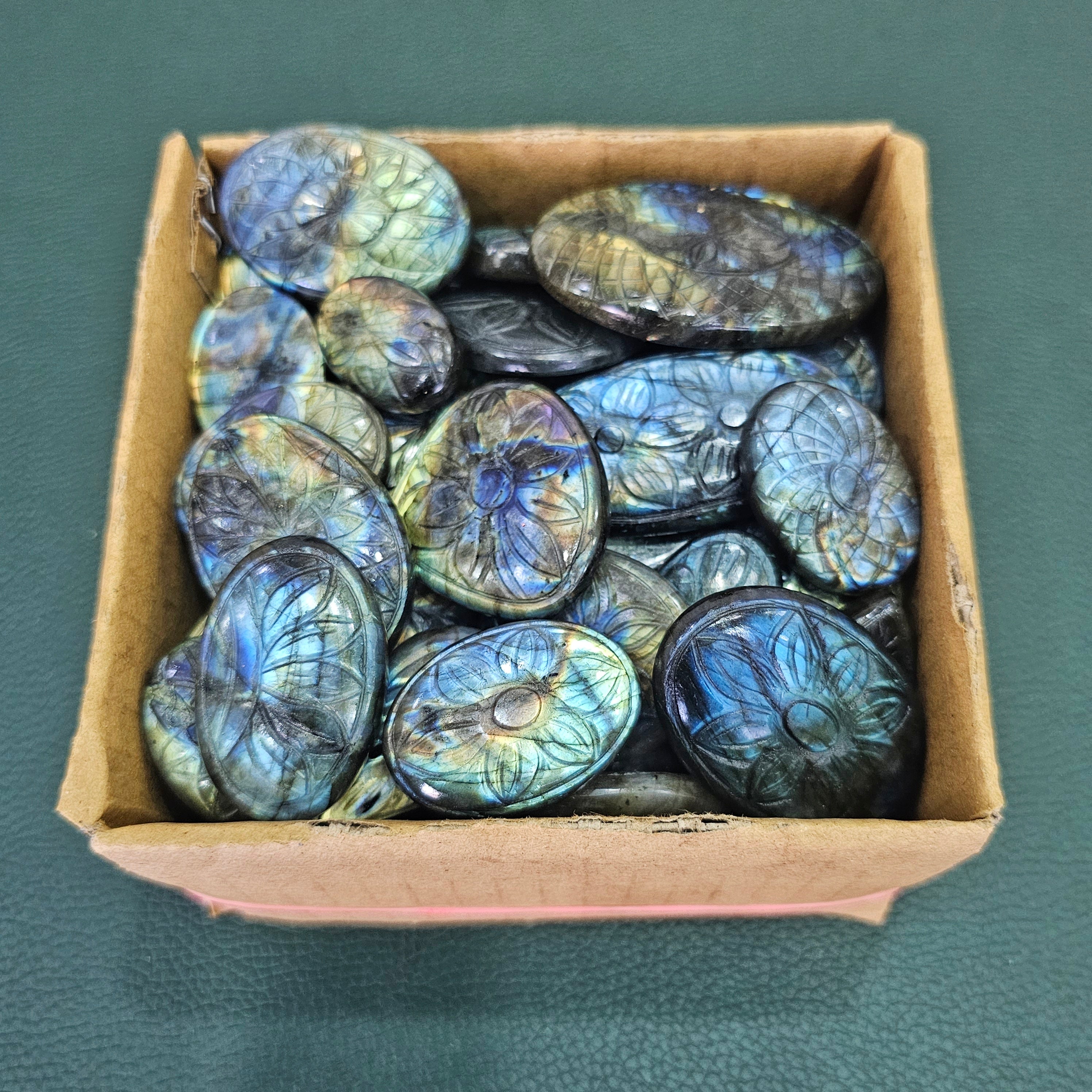 500 Grams of Carved Labradorite Cabochons | 35-45 pieced - The LabradoriteKing