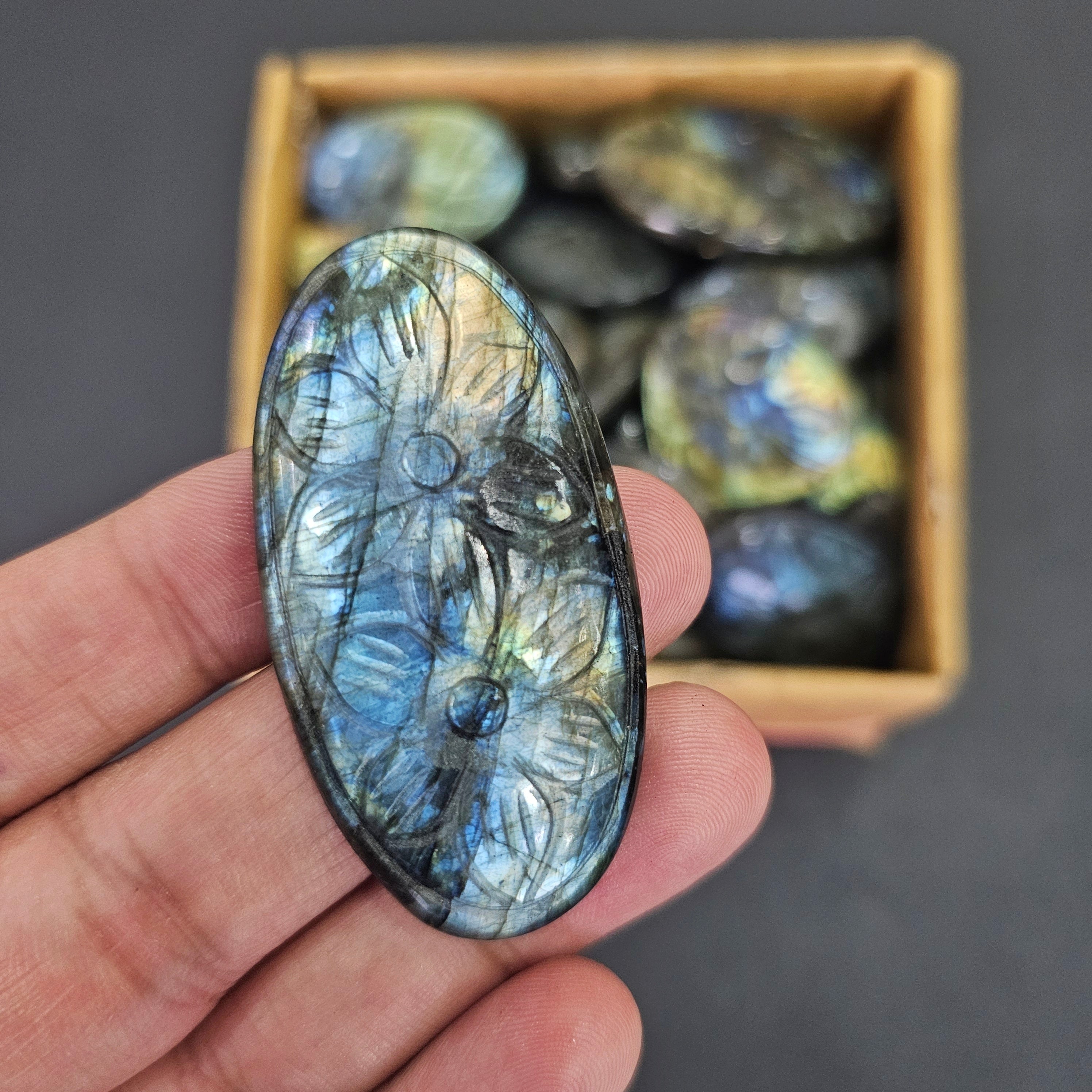 500 Grams of Carved Labradorite Cabochons | 35-45 pieced - The LabradoriteKing