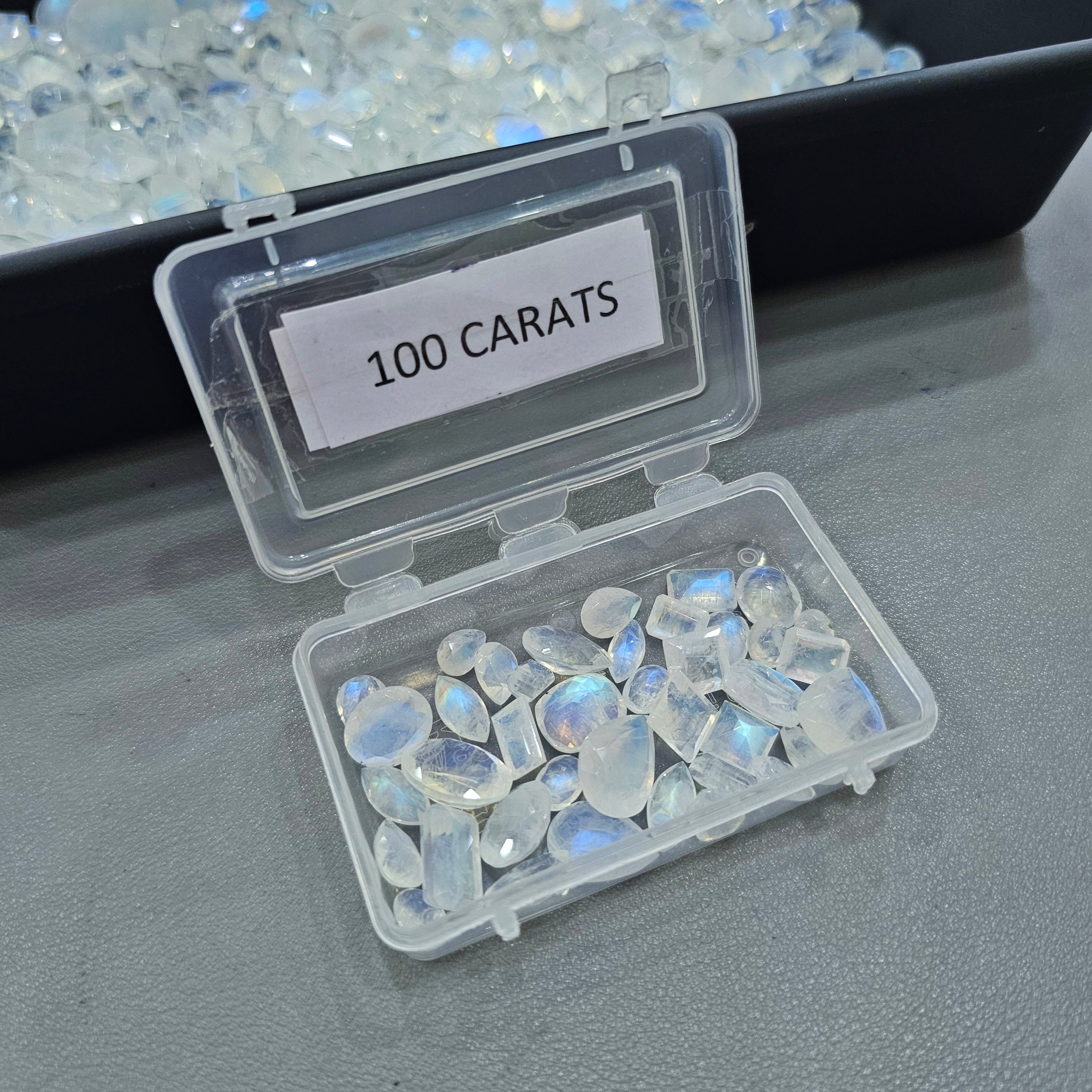 100 Carats of Faceted Rainbow Moonstone | 35-40 Pcs scoop | 6-15mm - The LabradoriteKing