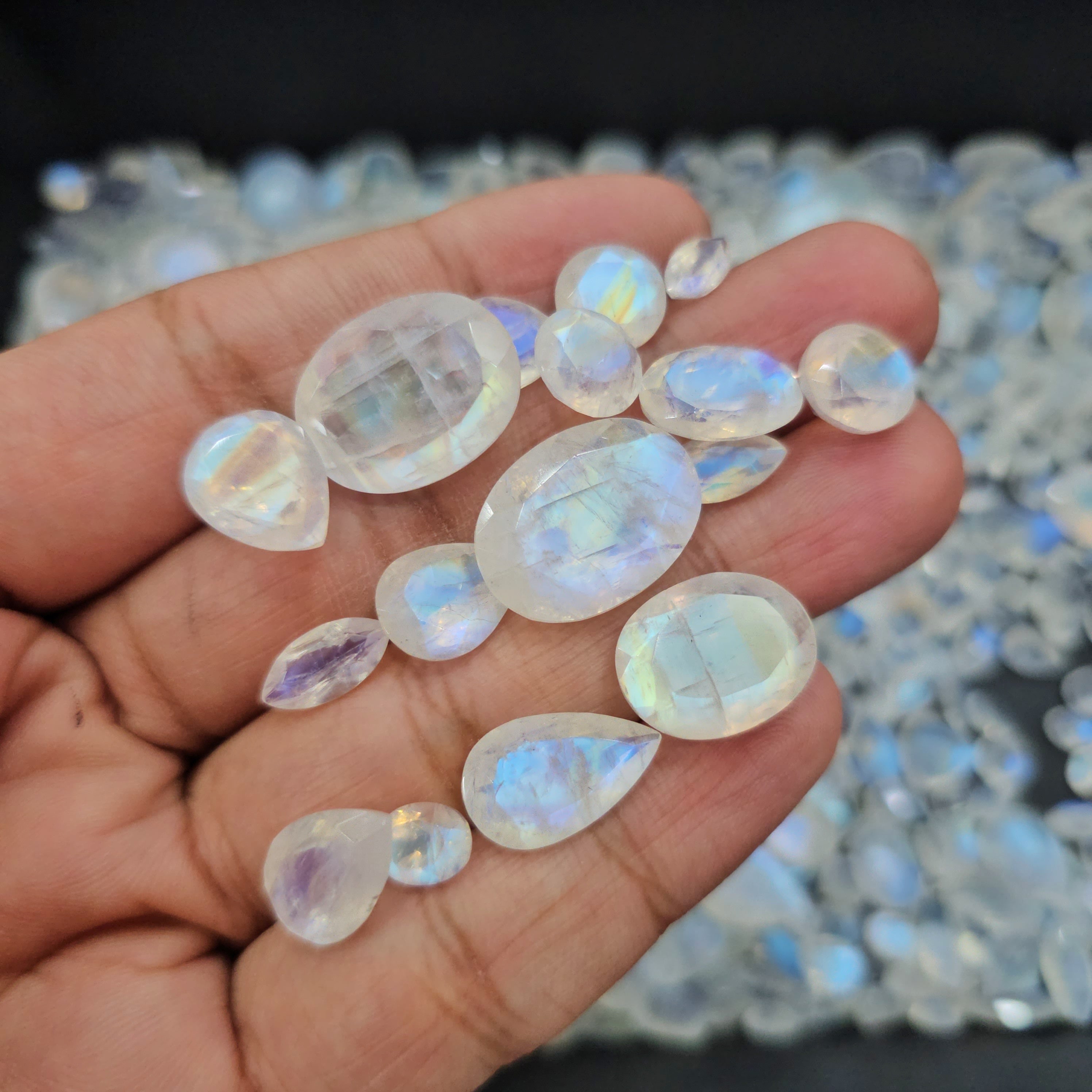 100 Carats of Faceted Rainbow Moonstone | 35-40 Pcs scoop | 6-15mm - The LabradoriteKing