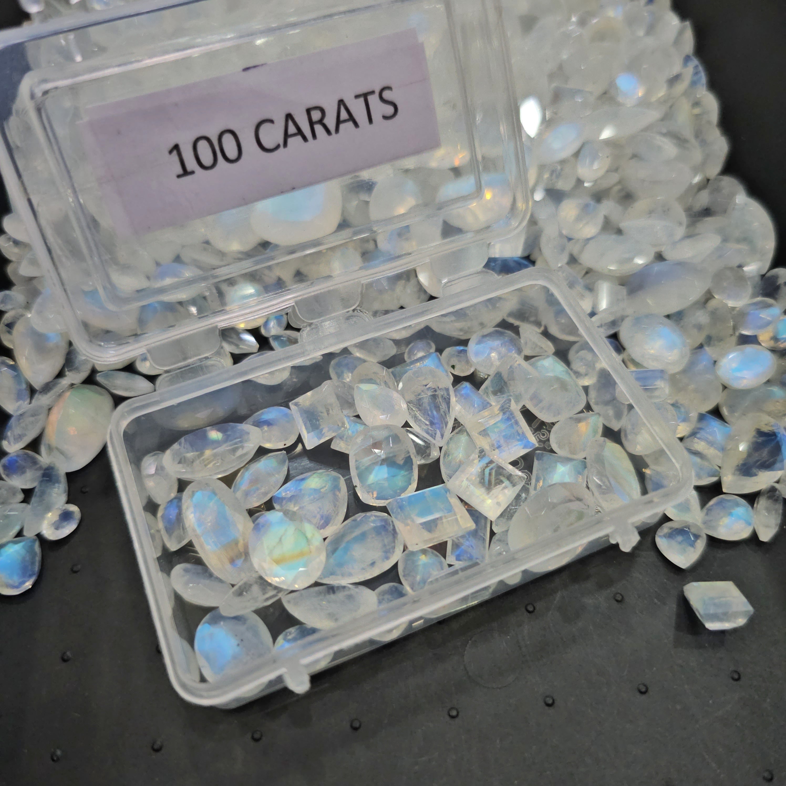 100 Carats of Faceted Rainbow Moonstone | 35-40 Pcs scoop | 6-15mm - The LabradoriteKing