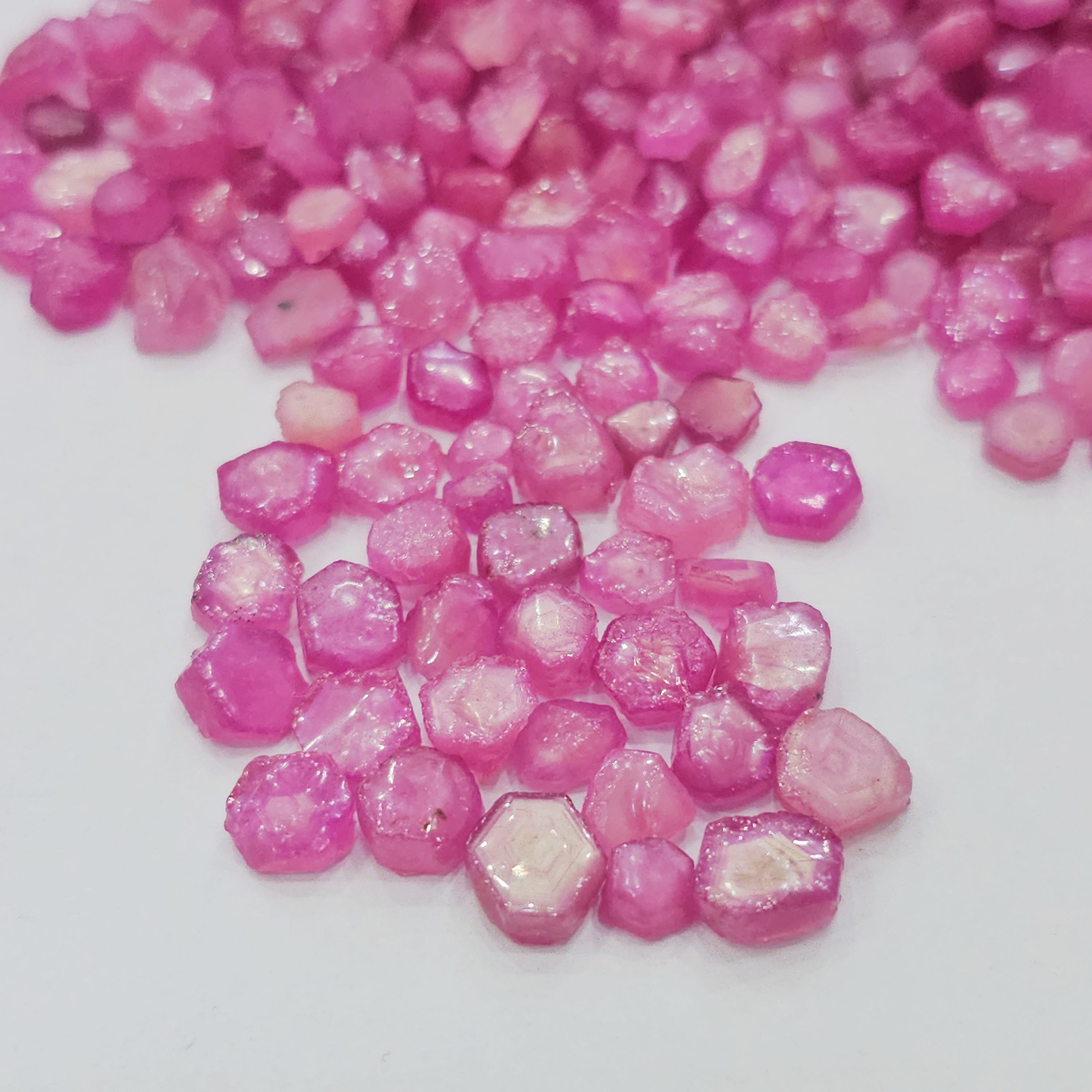 20 Pcs of Raw Trapiche Pink Natural Ruby | 6mm to 8mm slices | Comes with certificate - The LabradoriteKing