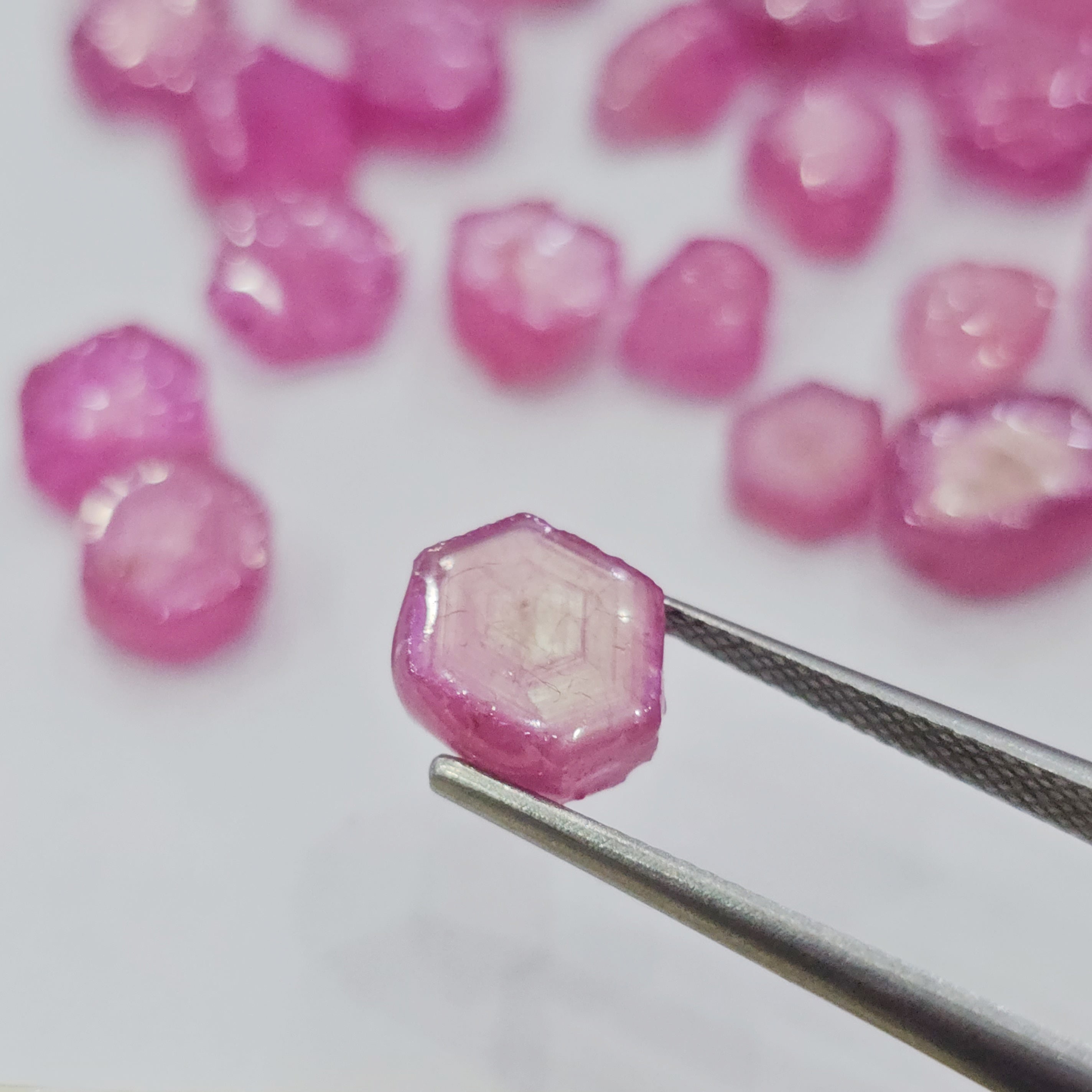 20 Pcs of Raw Trapiche Pink Natural Ruby | 6mm to 8mm slices | Comes with certificate - The LabradoriteKing