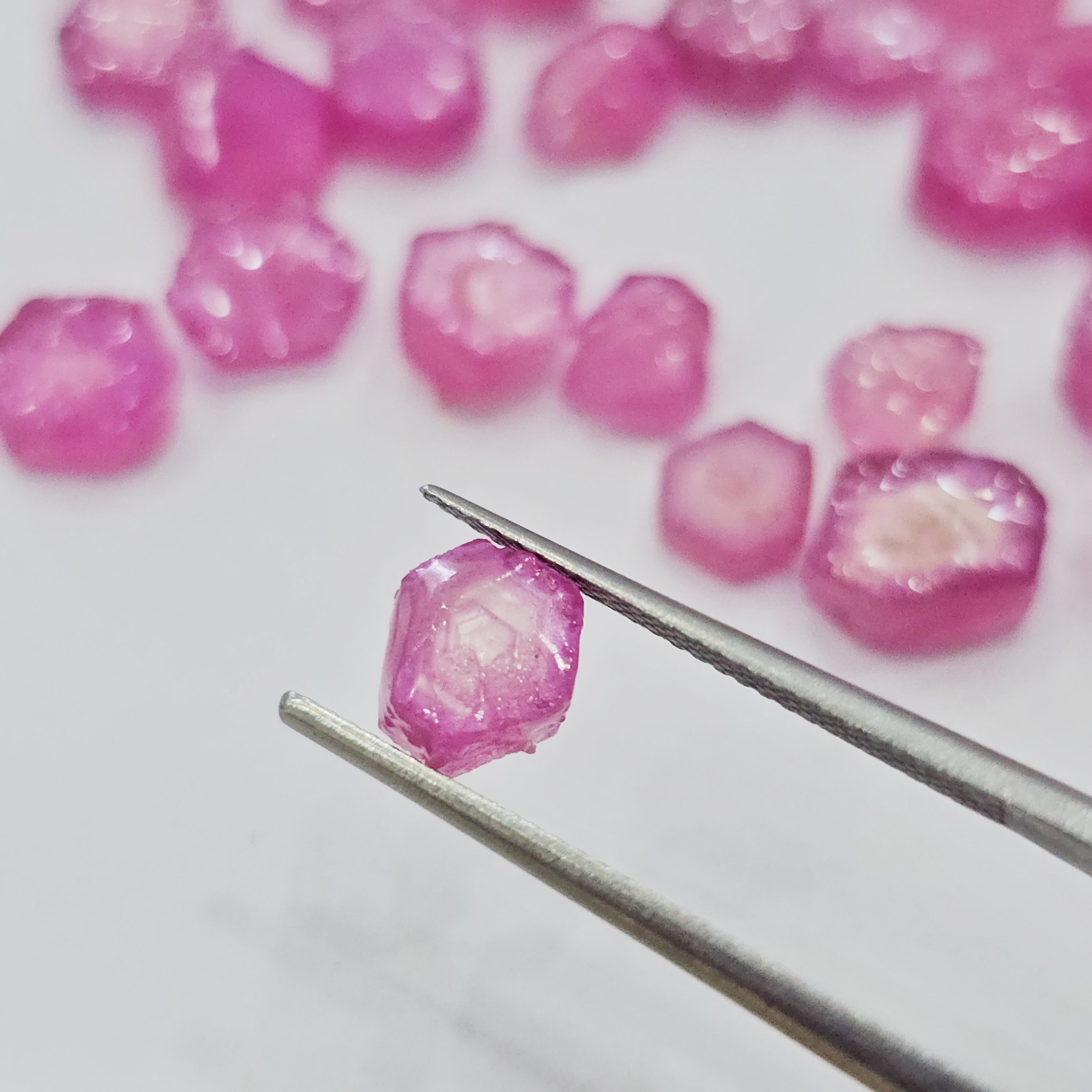 20 Pcs of Raw Trapiche Pink Natural Ruby | 6mm to 8mm slices | Comes with certificate - The LabradoriteKing