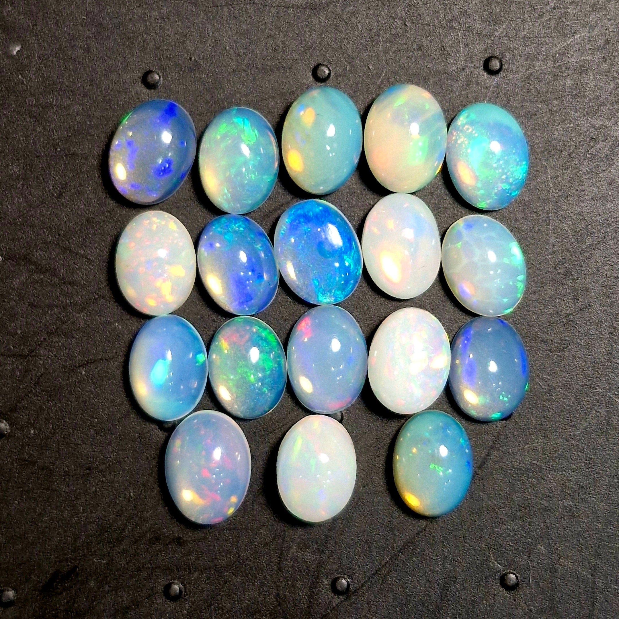 18 pcs Natural Multi Fire Opal Ethiopian | Shape: Oval| Size:8x6mm - The LabradoriteKing