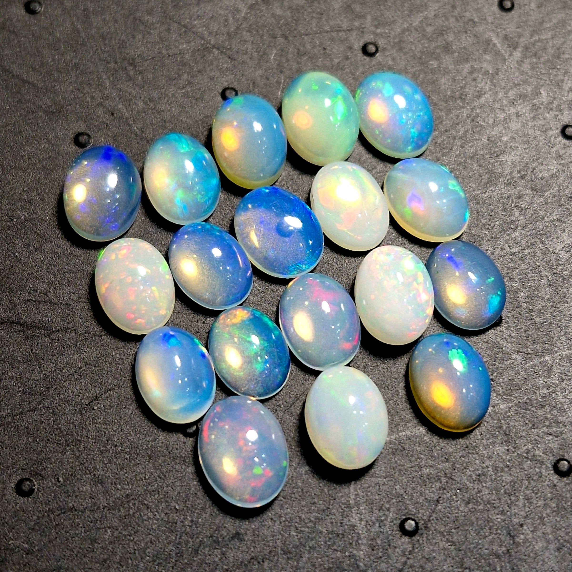 18 pcs Natural Multi Fire Opal Ethiopian | Shape: Oval| Size:8x6mm - The LabradoriteKing
