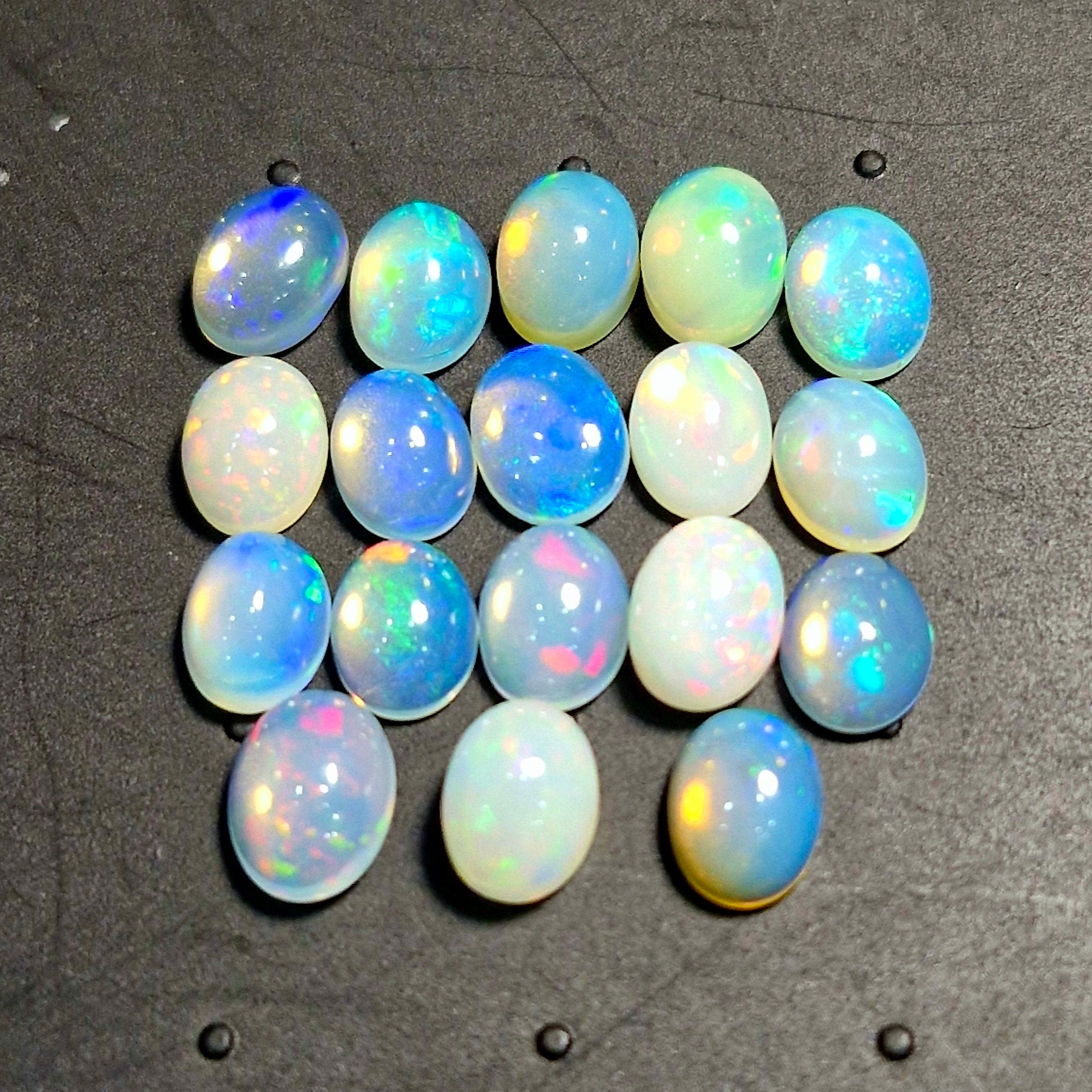 18 pcs Natural Multi Fire Opal Ethiopian | Shape: Oval| Size:8x6mm - The LabradoriteKing