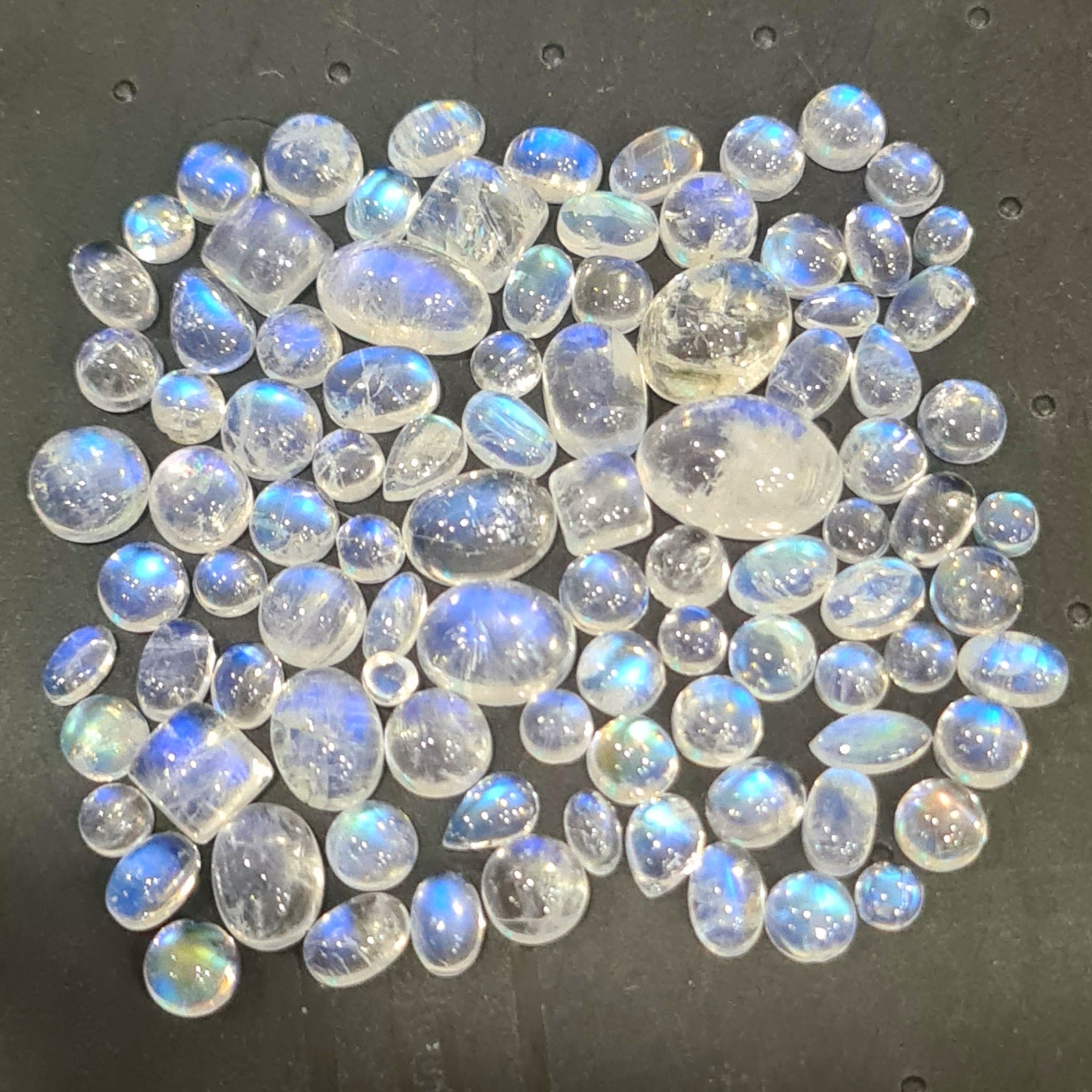 95 Pcs Natural Moonstone Cabochon | Mix Shape | Size: 3-12mm