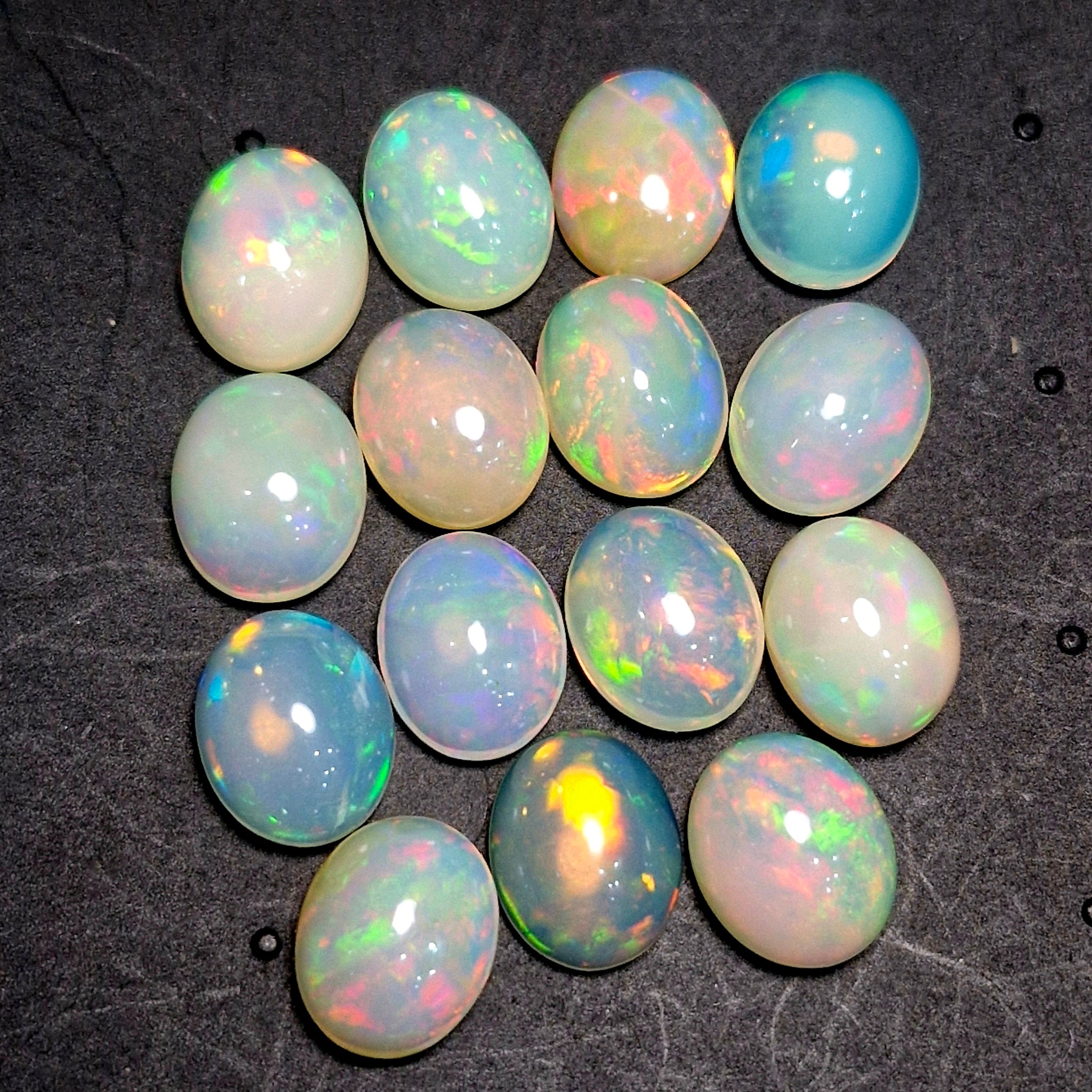 15 pcs Natural Multi Fire Opal Ethiopian | Shape: Oval| Size:11x9mm - The LabradoriteKing