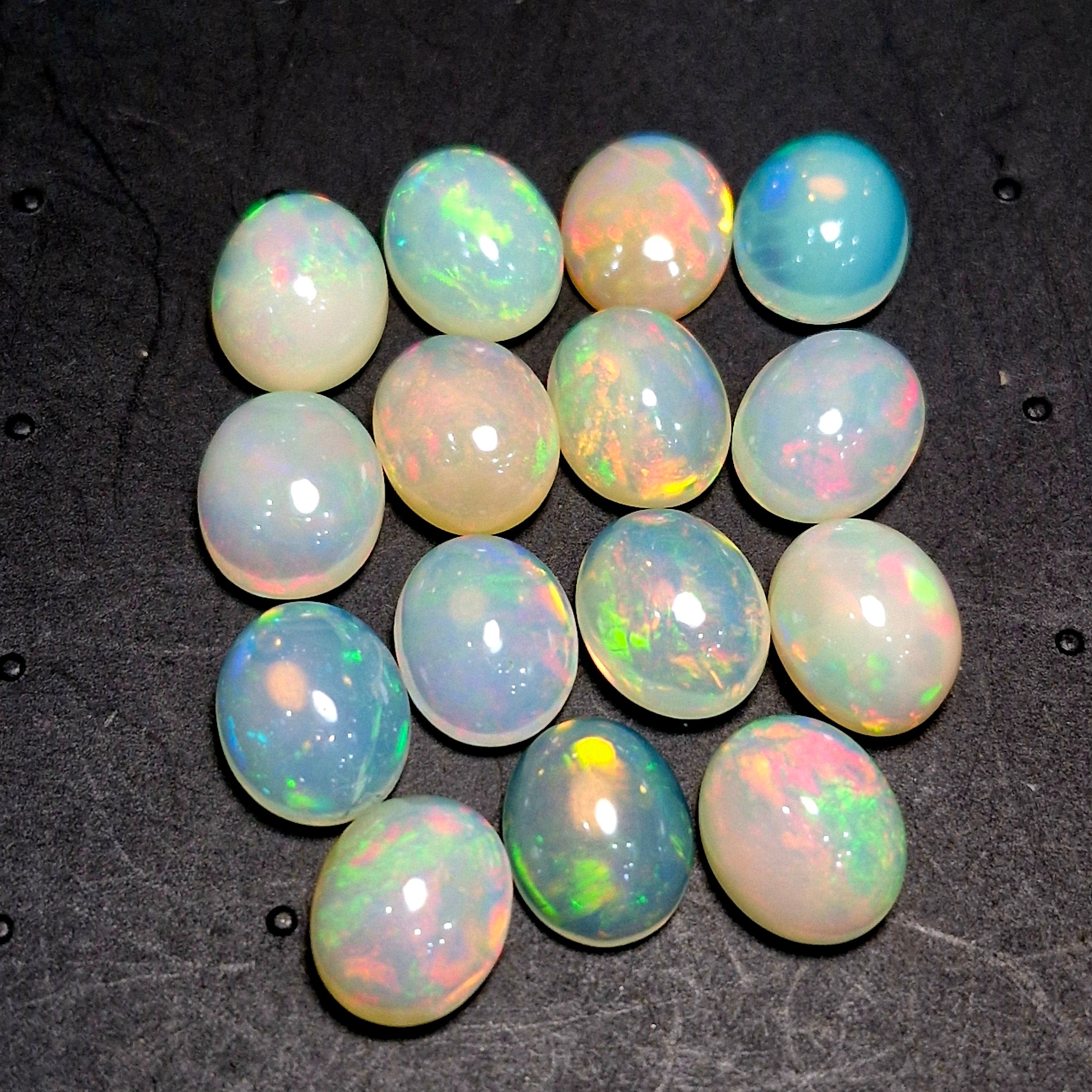 15 pcs Natural Multi Fire Opal Ethiopian | Shape: Oval| Size:11x9mm - The LabradoriteKing