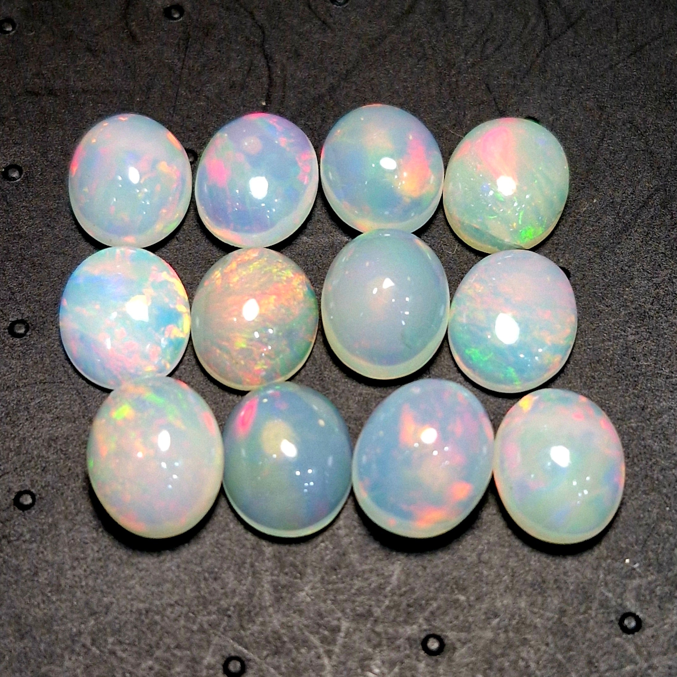 12 pcs Natural Multi Fire Opal Ethiopian | Shape: Oval| Size:11x9mm - The LabradoriteKing