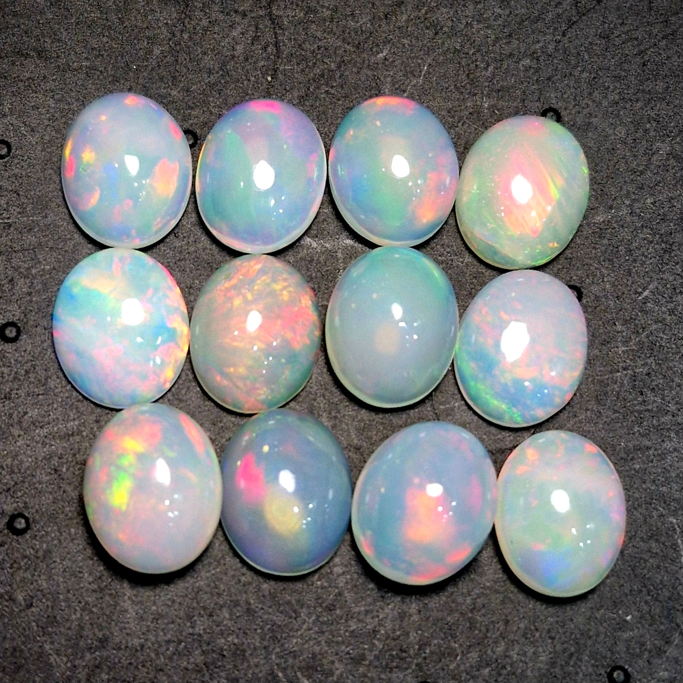 12 pcs Natural Multi Fire Opal Ethiopian | Shape: Oval| Size:11x9mm - The LabradoriteKing
