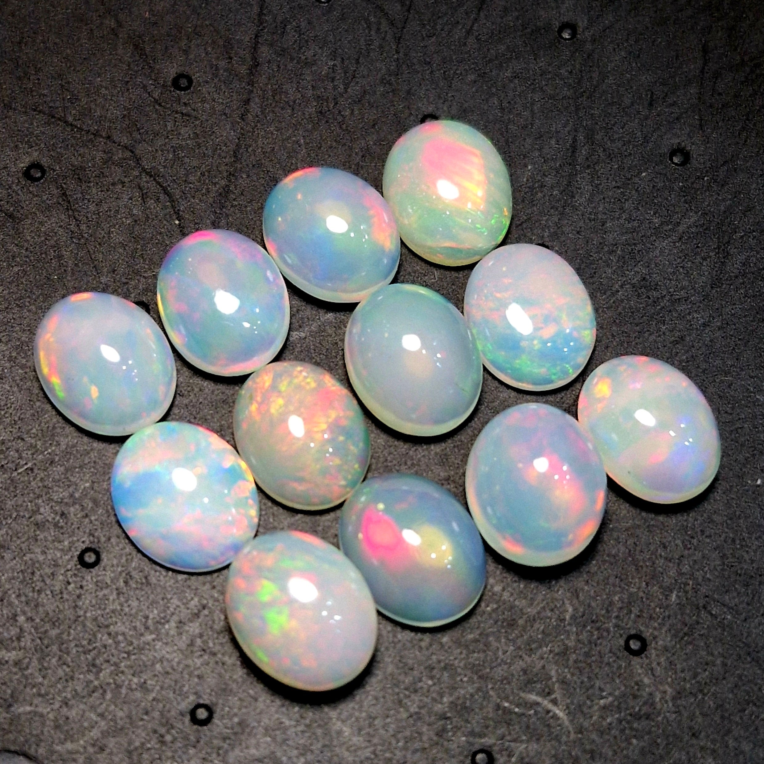 12 pcs Natural Multi Fire Opal Ethiopian | Shape: Oval| Size:11x9mm - The LabradoriteKing