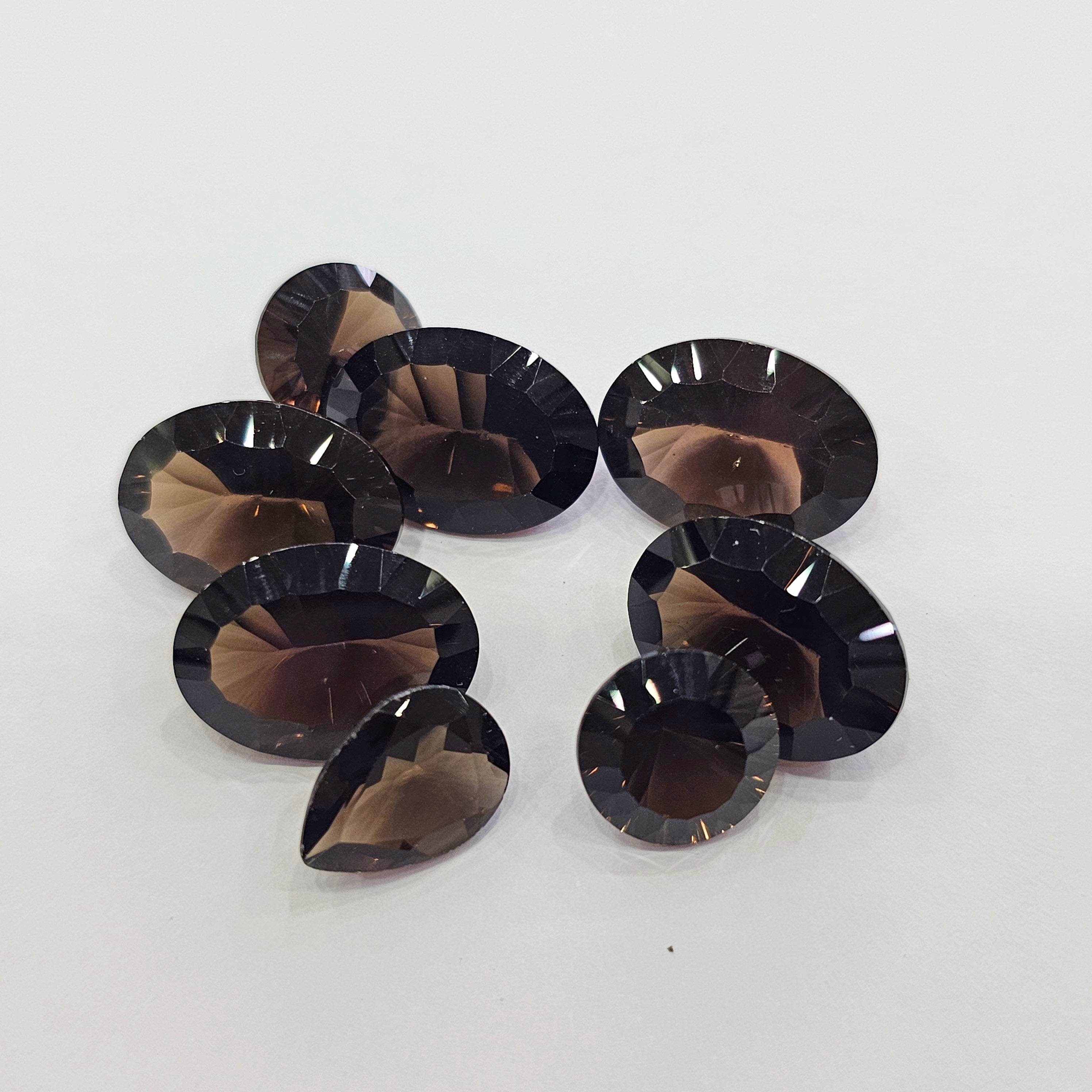 8Pcs Natural Smoky Quartz Concave Cut | Mix Shape | Size:12-18mm - The LabradoriteKing