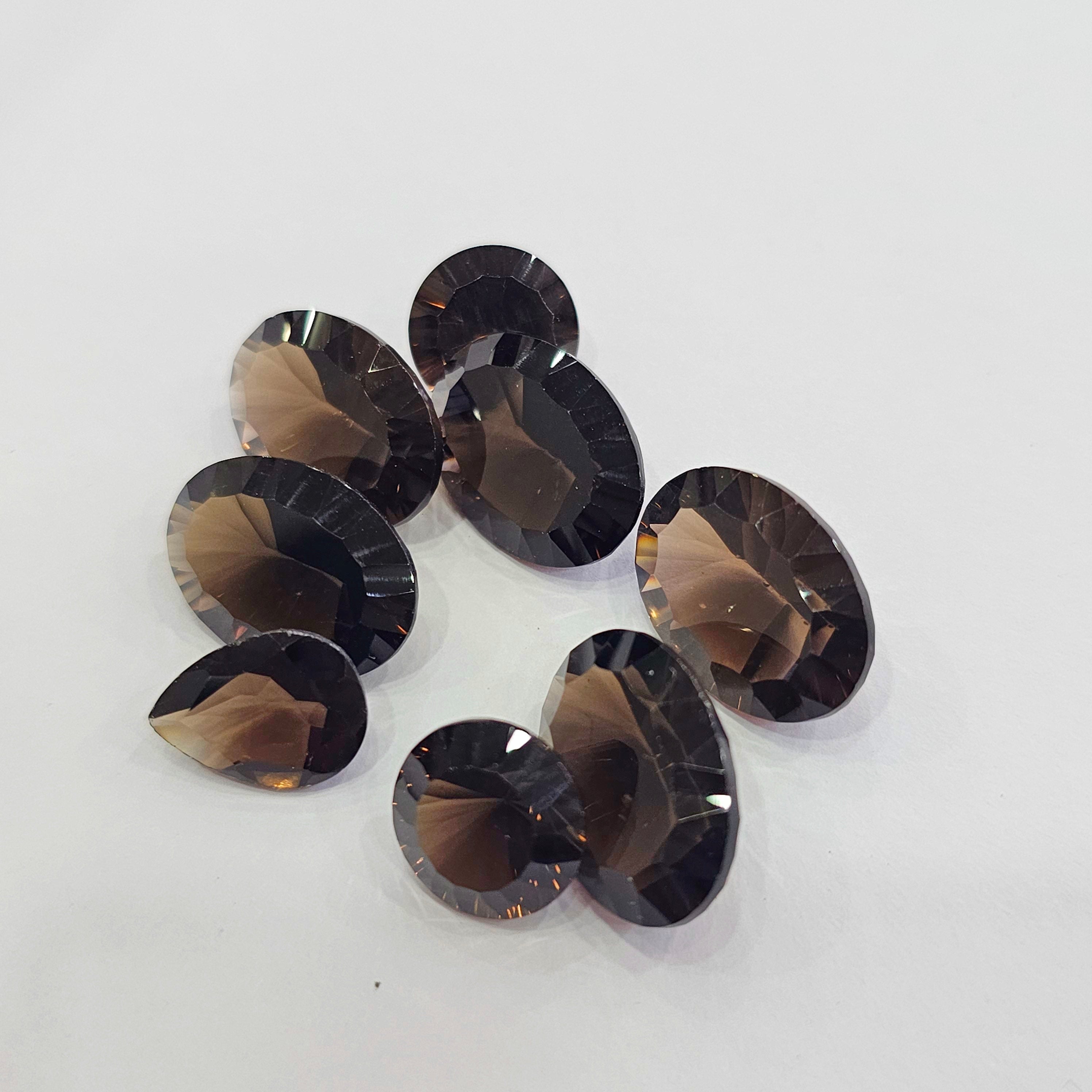 8Pcs Natural Smoky Quartz Concave Cut | Mix Shape | Size:12-18mm - The LabradoriteKing